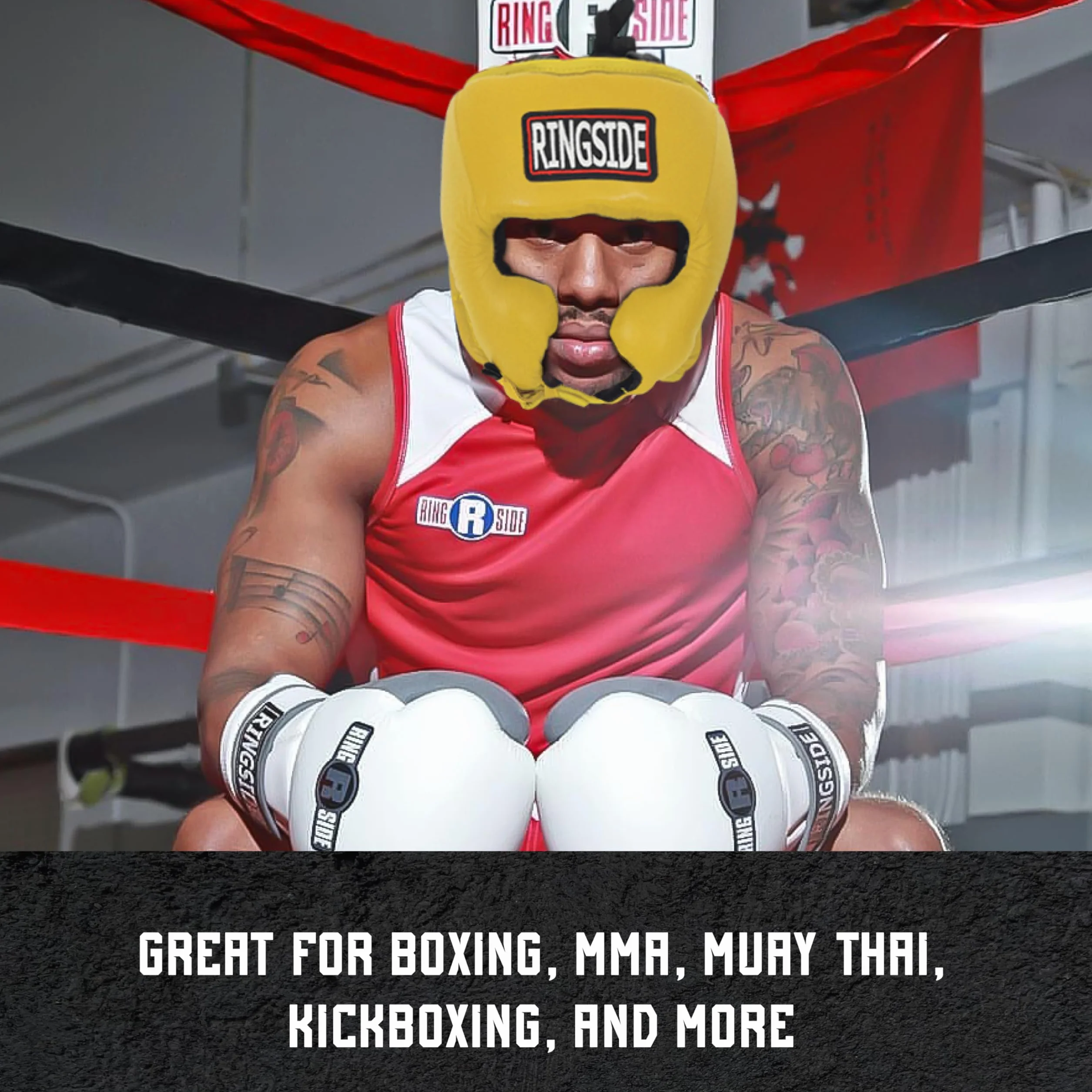 Ringside Competition Boxing Muay Thai MMA Sparring ochrona głowy nakrycia głowy policzki, czarne, L