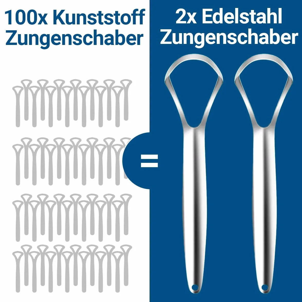 2 x zestaw skrobaków do języka ze 100% chirurgicznej stali nierdzewnej, środek do czyszczenia języka dla dorosłych i dzieci, redukuje nieświeży oddech, poprawia higienę jamy ustnej – ze znakiem