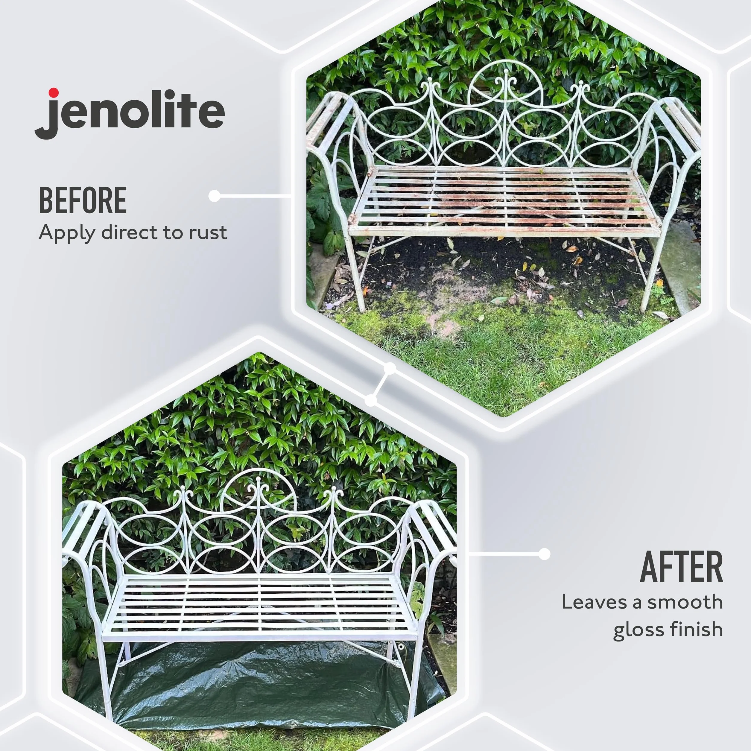 JENOLITE Directorust Farba w sprayu z połyskiem, biała, 3 x 400 ml, farba w sprayu do metalu, metalu, tworzywa sztucznego, ceramiki, RAL 9016