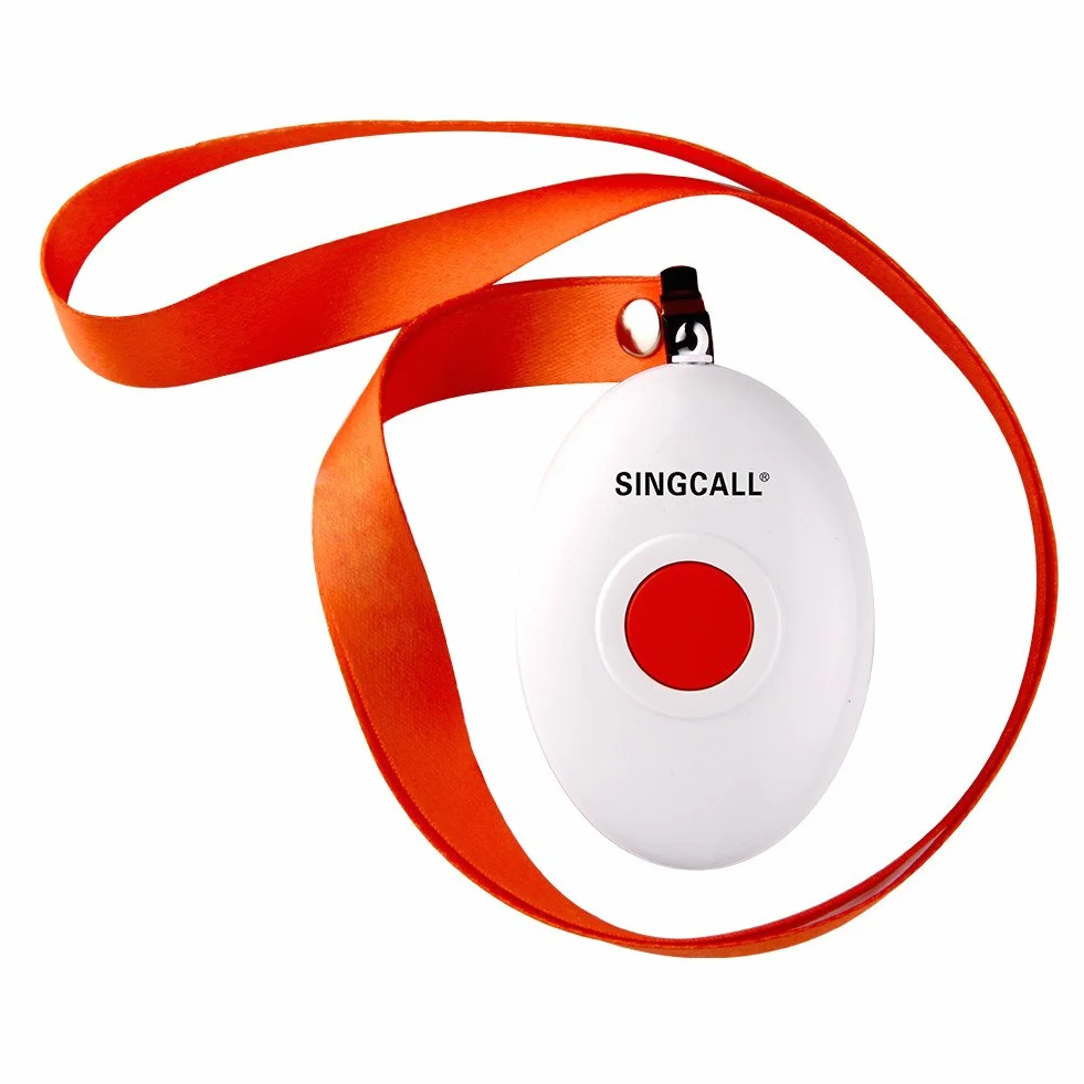 SINGCALL Domowy system alarmowy Bezprzewodowy opiekun Pager Alarm wezwania pielęgniarki dla starszego starszego pacjenta Dziecko Lekki wygodny, 1 odbiornik wtykowy 1 przycisk,Ten pakiet zawiera 1 odbiorników typu host(SC-R16),2 dzwonków wywoławczych(APE16