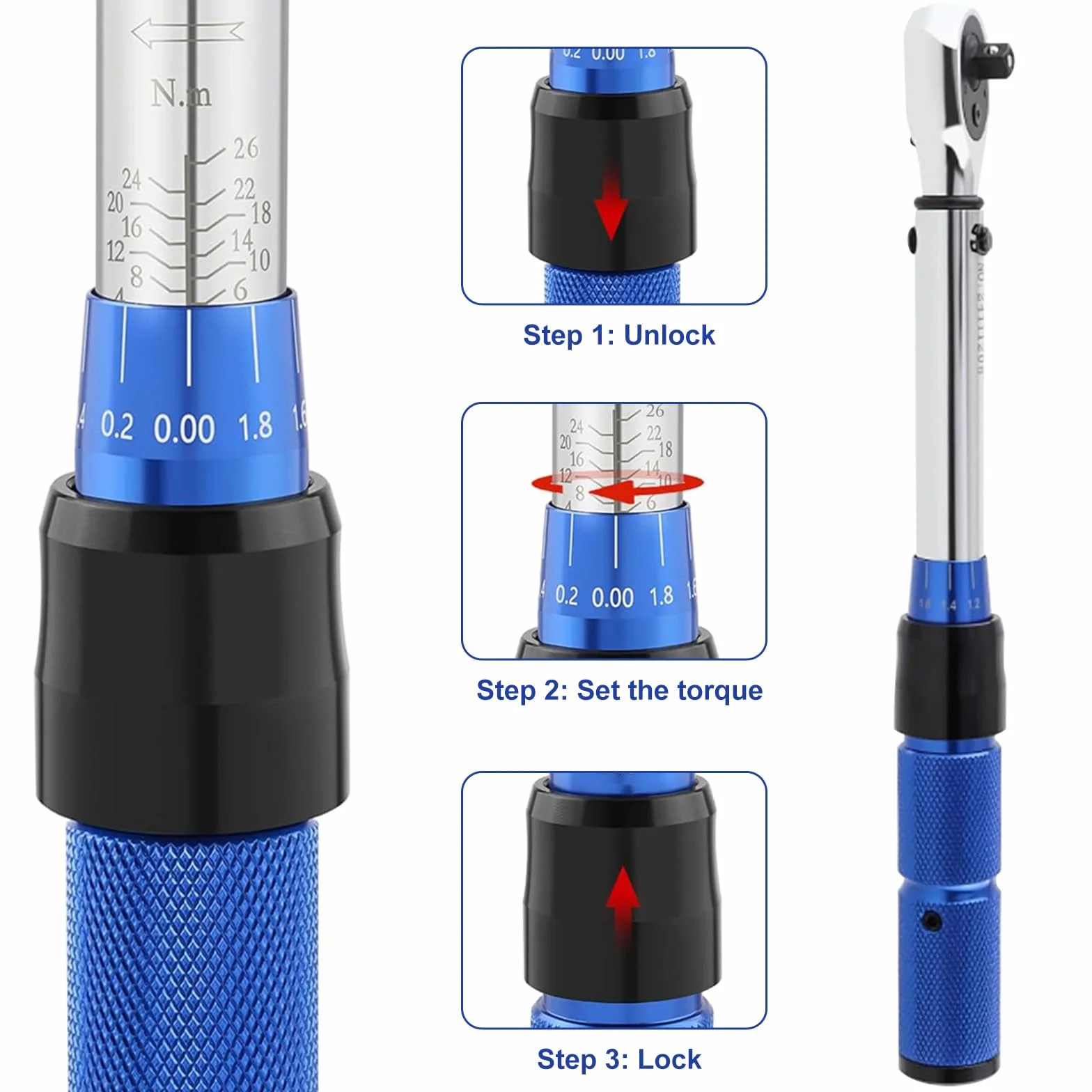 Souvik Klucze dynamometryczne do roweru, zestaw kluczy do naprawy motocykli i rowerów, 16 sztuk, 1/4" 2-26 Nm, dokładność błędu ±3%, łącznie z drążkami przedłużającymi, bitami 14 bitów i pudełkiem do