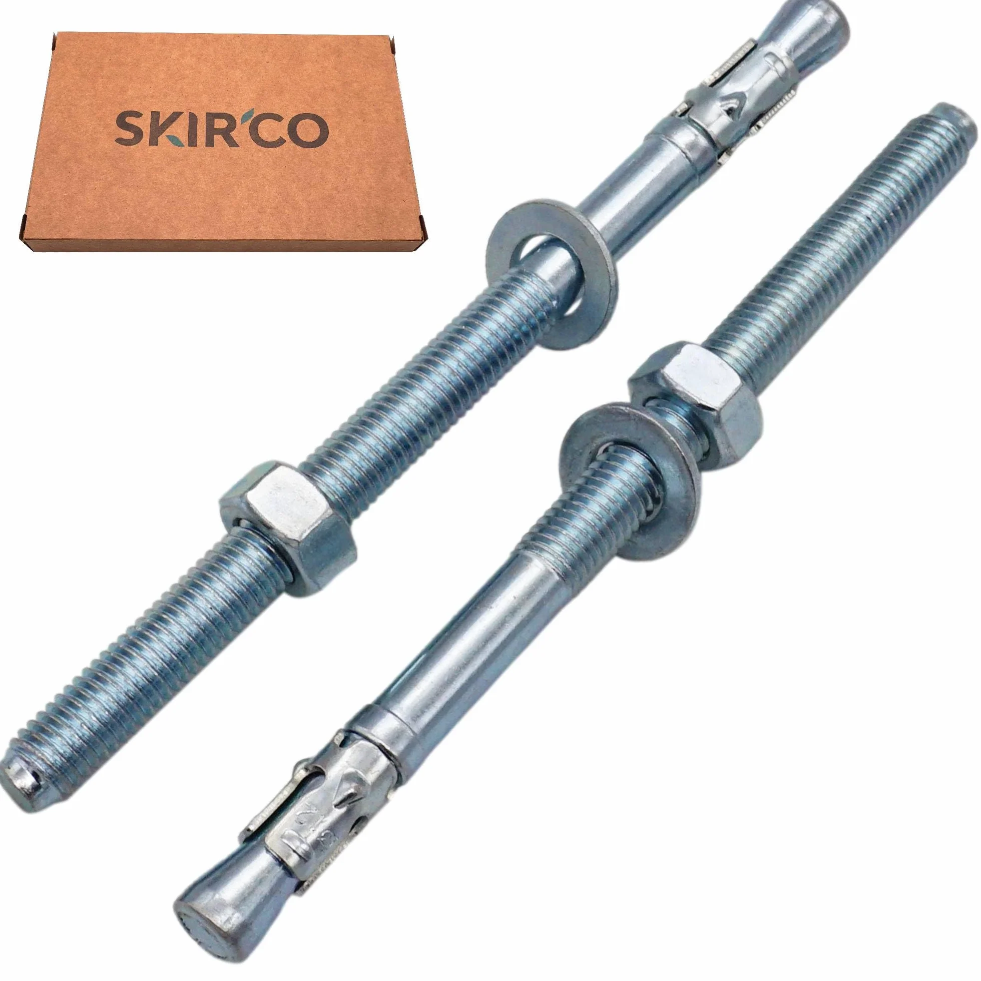 SKIR'CO (2 szt.) ocynkowane kotwy klinowe M12 x 180 mm, metalowe kołki, śruba kotwiąca, kotwa murarska, kotwa do betonu