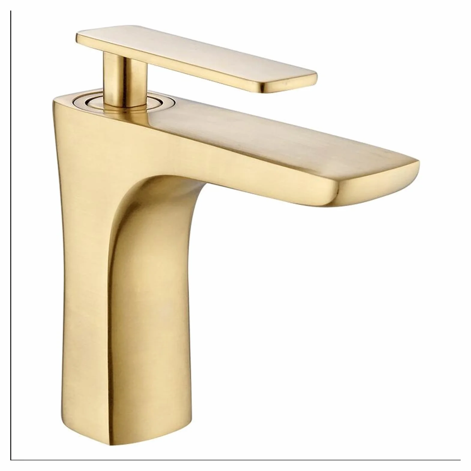 Elastyczny kran Obrotowy, Baterie Eleganckie szczotkowane złoto bateria łazienkowa Hot and Cold Water Basin Mikser Tap Mosiądz WC Żuraw wodny(Brushed gold short)