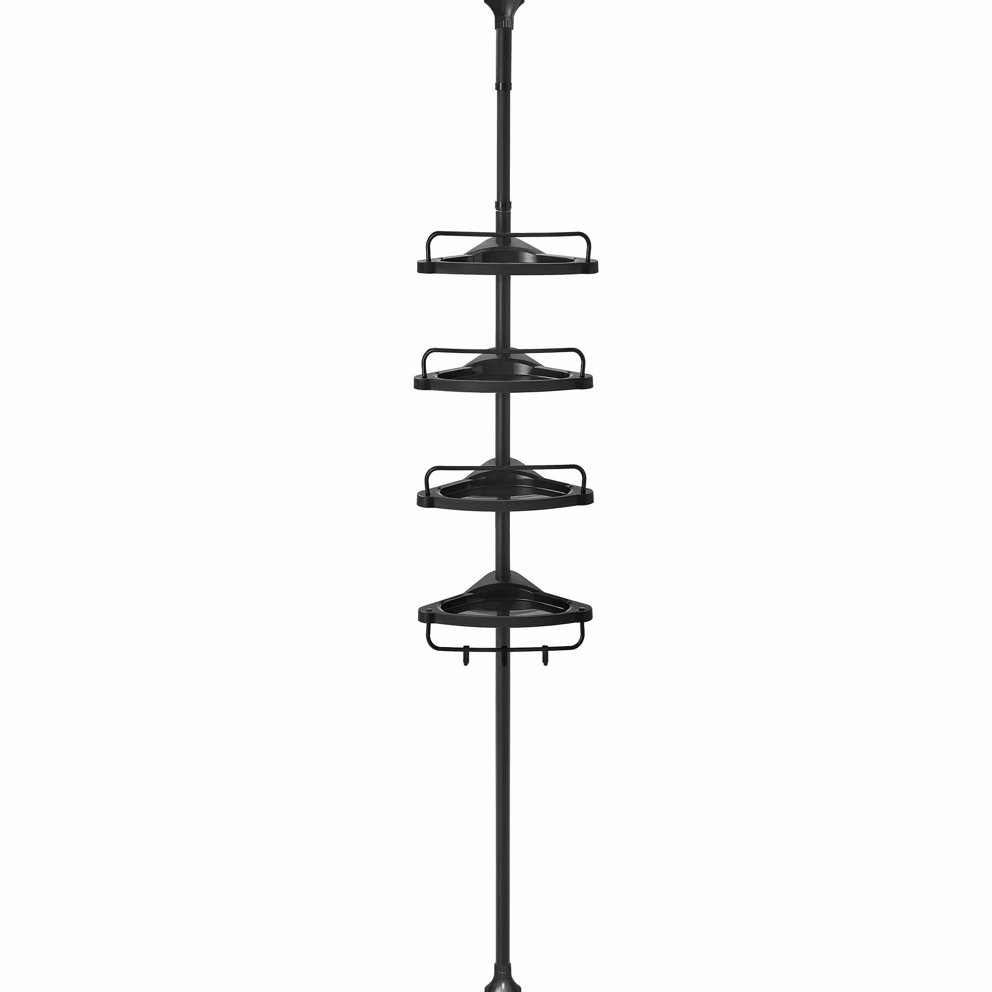 SONGMICS Narożna półka prysznicowa, 4-poziomowa półka prysznicowa, 85-305 cm, regulowany organizer łazienkowy, czarny BCB001B01