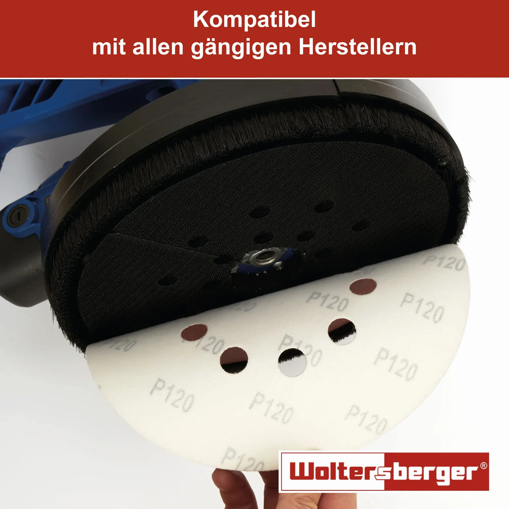 Woltersberger 30 x tarcza szlifierska Ø 225 mm | ziarnistość P180 | 8 czerwonych otworów | papier ścierny do płyt gipsowo-kartonowych, szlifierka do płyt gipsowo-kartonowych, szlifierka do długich