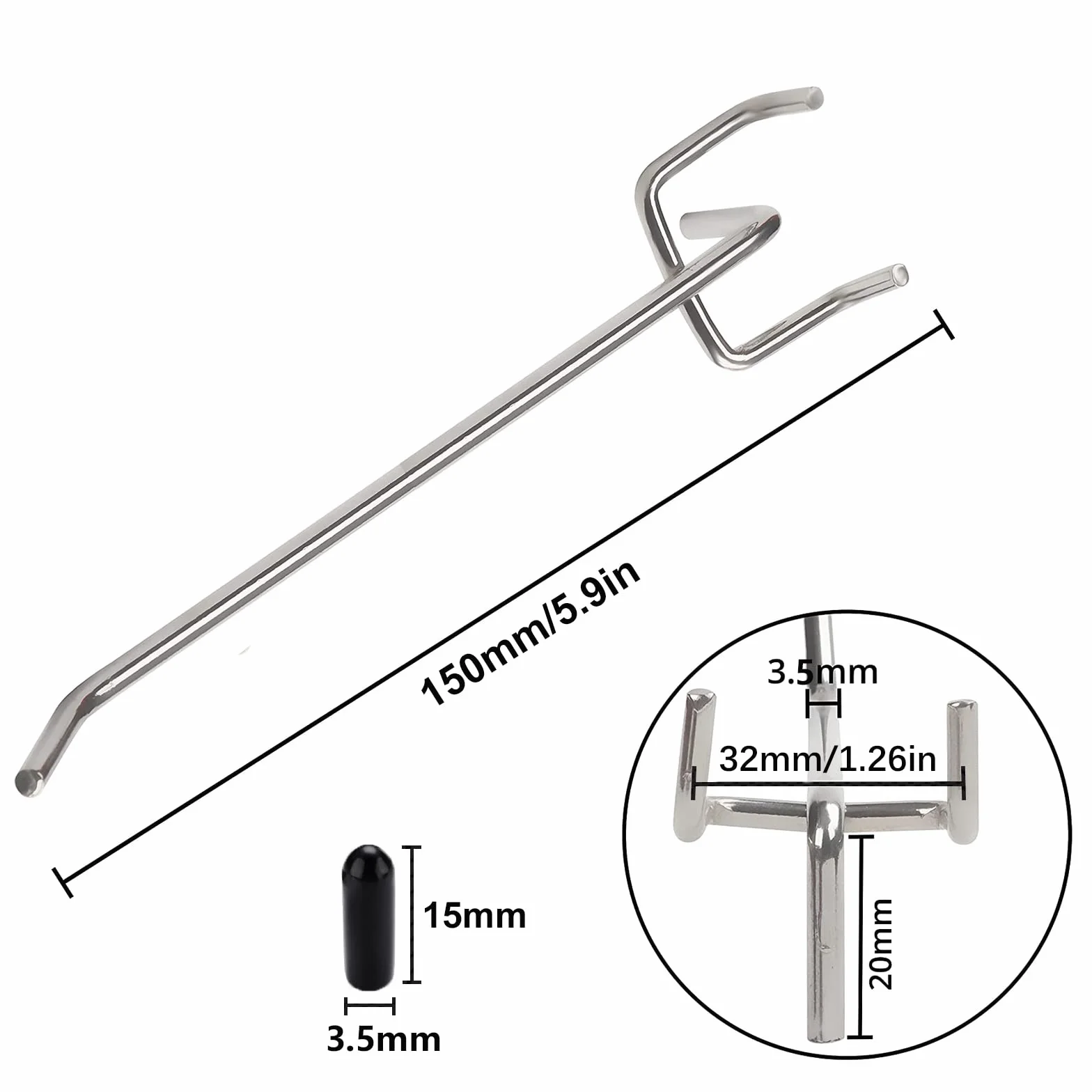 20 sztuk haczyków na ścianę z otworami, 15 cm, metalowe haki do ściany z otworami, haki do montażu na ścianie z otworami, haki do wystaw, półek, sklepów budowlanych, regałów, warsztatów