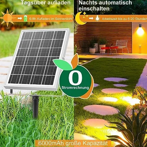 MEIKEE reflektory słoneczne ogrodowe z pilotem 6 sztuki 2700 K 4000 K 6000 K 3 poziomy jasności 2 tryby dynamiczne timer IP66 Wodoodporna słoneczna lampa ogrodowa do ścieżki ogrodowej na patio drzewo