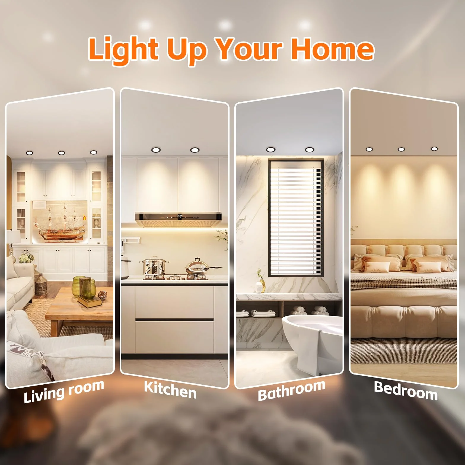 YindaLux Zestaw 6 reflektorów LED do zabudowy, 230 V, 3 W, 3000 K, ciepła biel, reflektor LED, ultra płaski, 300 lm, otwór 55-58 mm i 15 mm, płaski, IP44 lampa do zabudowy meblowej LED do szafki z