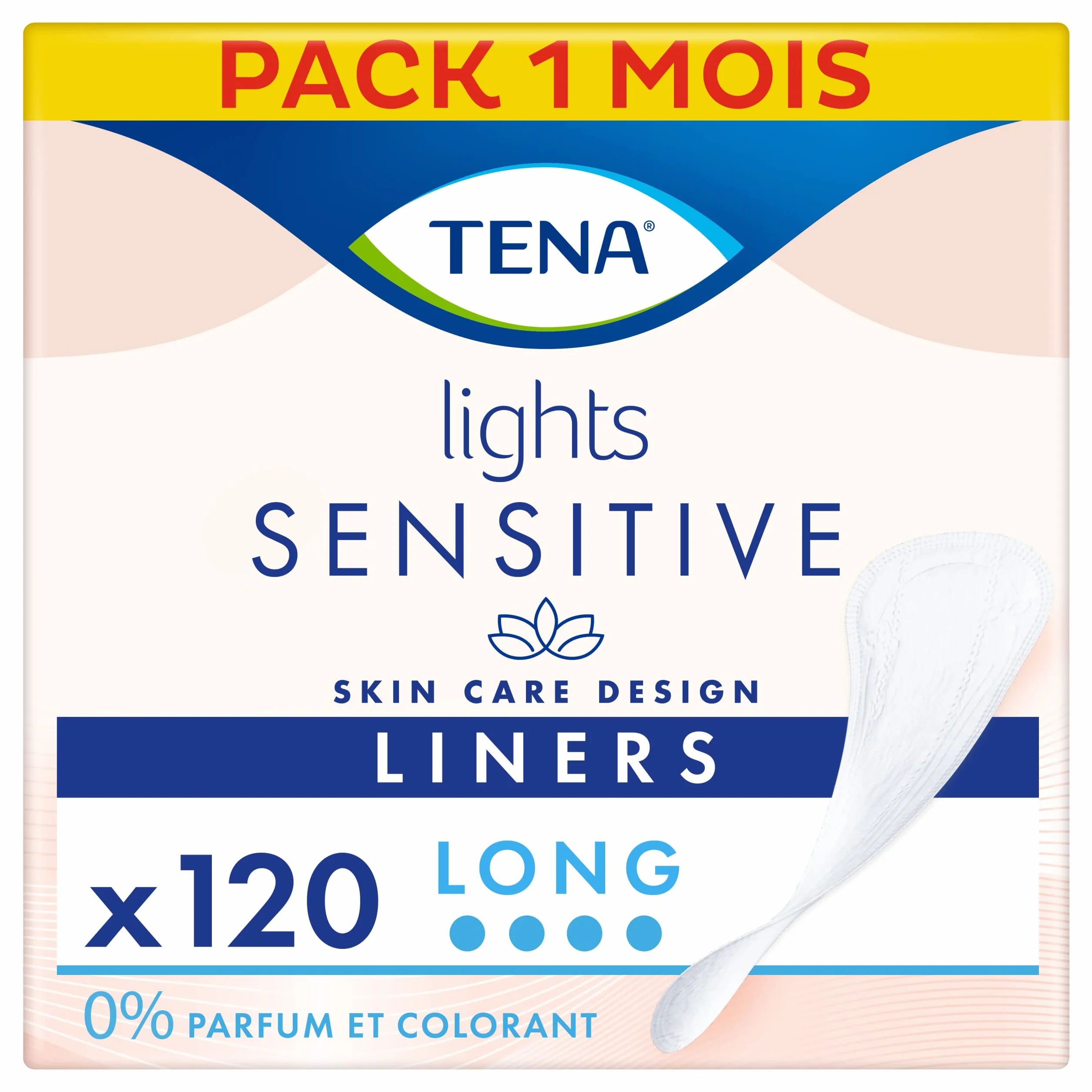 TENA Lights Long Liner, 120 wkładek na nietrzymanie moczu dla kobiet o wrażliwej skórze, oddychająca i bezzapachowa