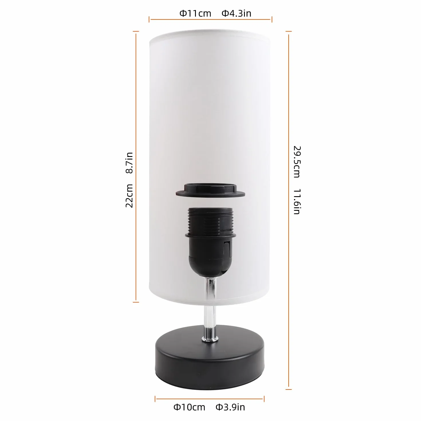 Lampka nocna biała z żarówką 6 W, oprawa E27 z przełącznikiem kablowym, 3 temperatury barwowe 3000 K/4000 K/6500 K z funkcją pamięci, nowoczesna lampa stołowa LED do sypialni, salonu