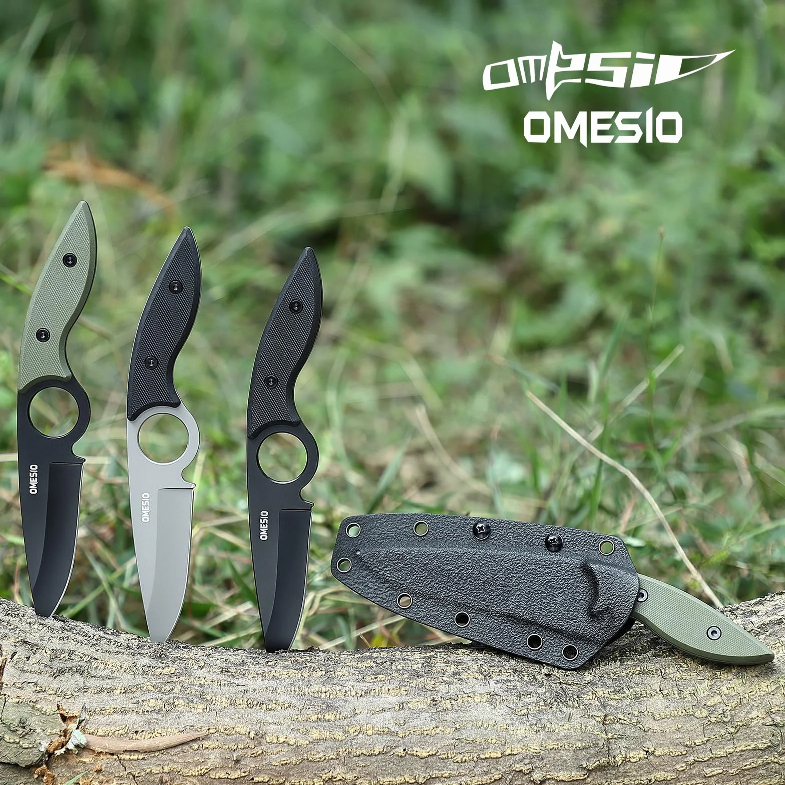 Omesio Large Outdoor Knife Doskonałej Jakości Stal 5cr13mov O Konstrukcji Full Tang - Stałe Ostrze 8,5 Cm - Duży Nóż Do Paska Z Ergonomiczną Rękojeścią Z G10 - W Komplecie Kydexowa Pochwa I Klips (Cza