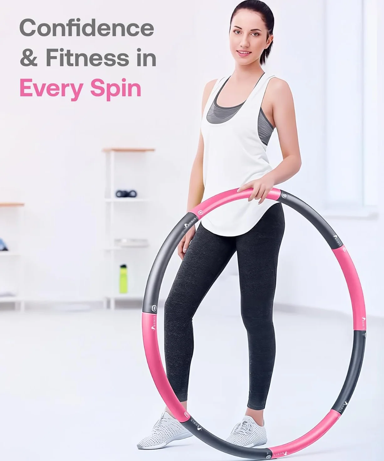 ROMIX Ważony Hula Hoop, Profesjonalne Zdejmowany 8 Segmentowy Hoola Hoop Odpowiednie dla Dorośli i Dzieci, Ważona Regulowane Piankowa Wyściełana Obrecz Fitness do Redukcji Wagi