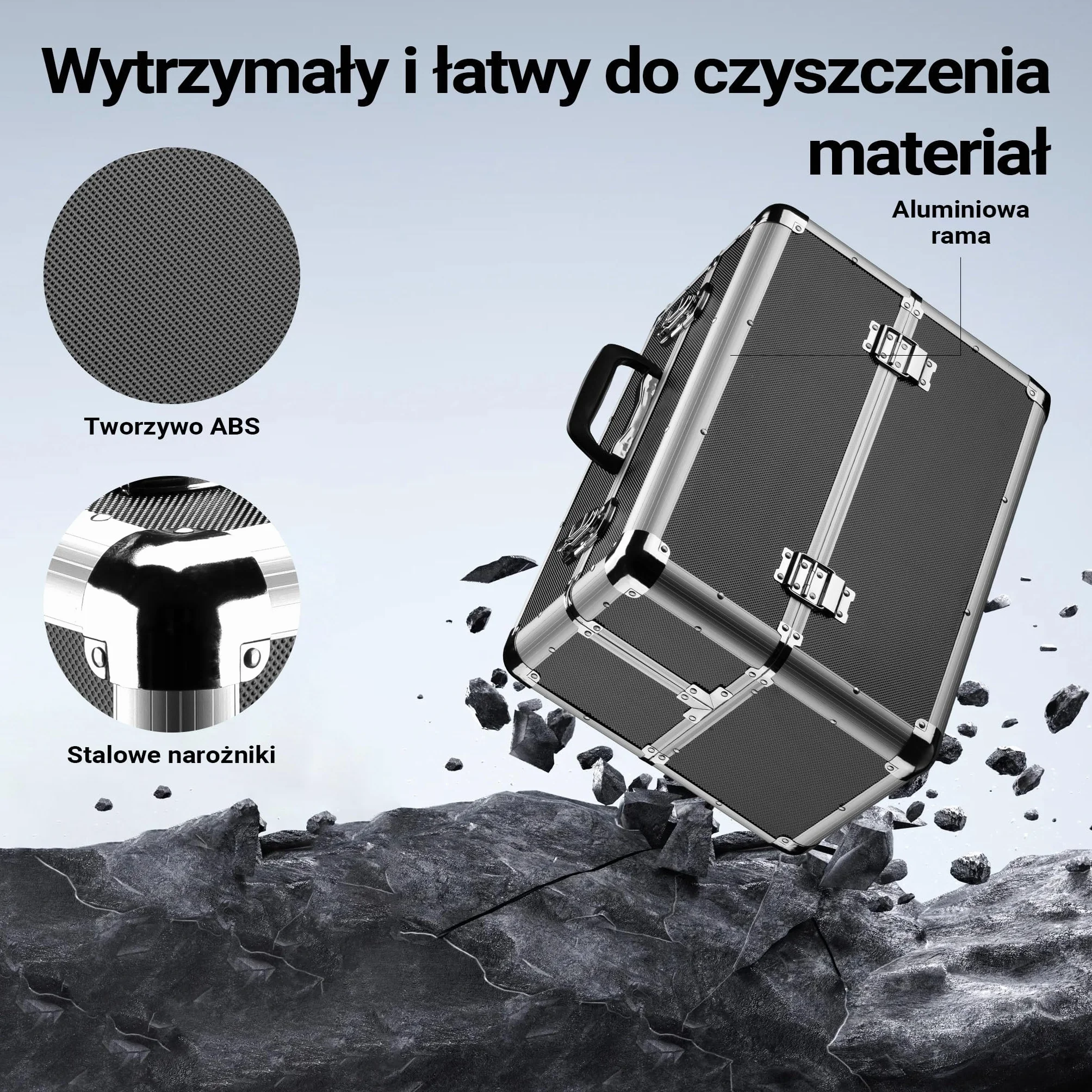 Wiltec Walizka aluminiowa z 12 przegrodami 45x32x22,5cm ze stalowymi rogami, aluminiową ramą i 2 kluczykami skrzynka na narzędzia