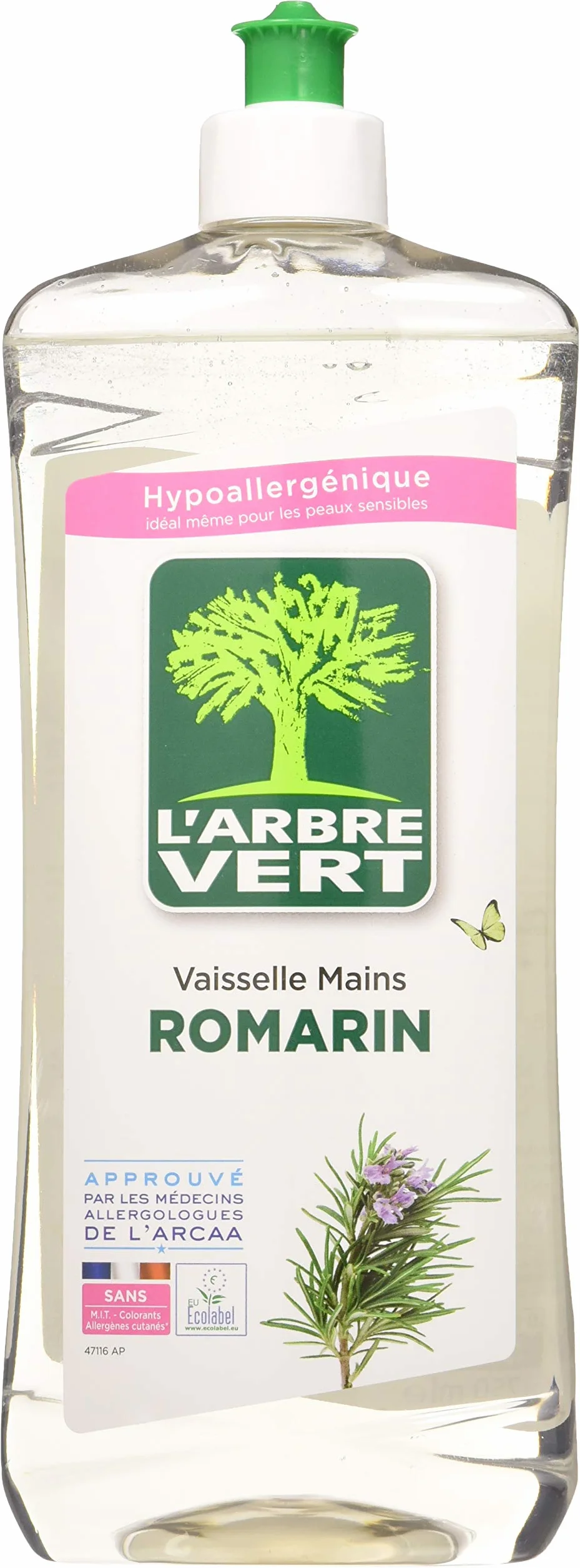 L'Arbre Vert Płyn do mycia naczyń i detergent do rąk – rozmaryn – 750 ml