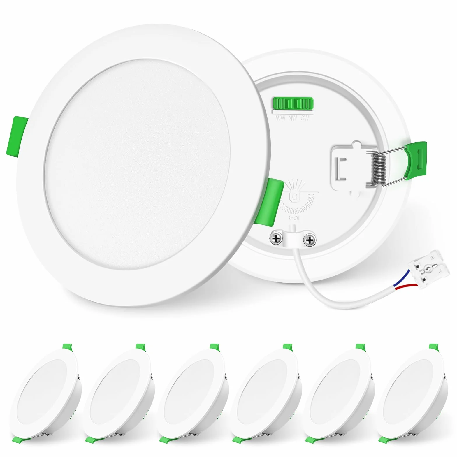 ALUSSO LIGHTING Reflektor punktowy LED do zabudowy, 230 V, możliwość ściemniania, 10 W, 1050 lm, wysoka jasność, ciepła biel, neutralna biel, zimna biel, ultra płaska lampa sufitowa IP44, do łazienki