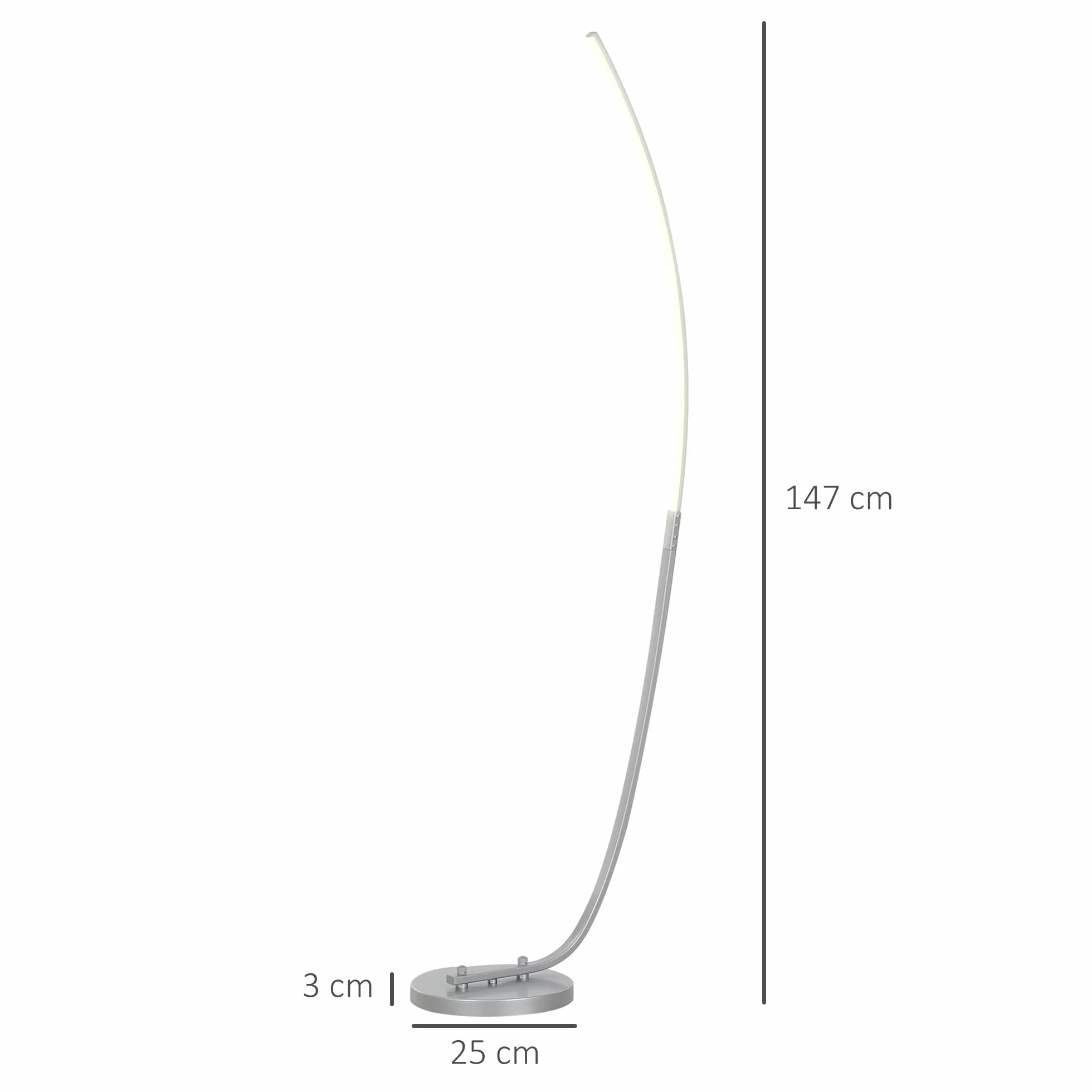 HOMCOM Lampa podłogowa do salonu, współczesna lampa do salonu LED z 3 poziomami regulacji jasności, przełącznik nożny, lampa podłogowa do salonu, sypialni, gabinetu,