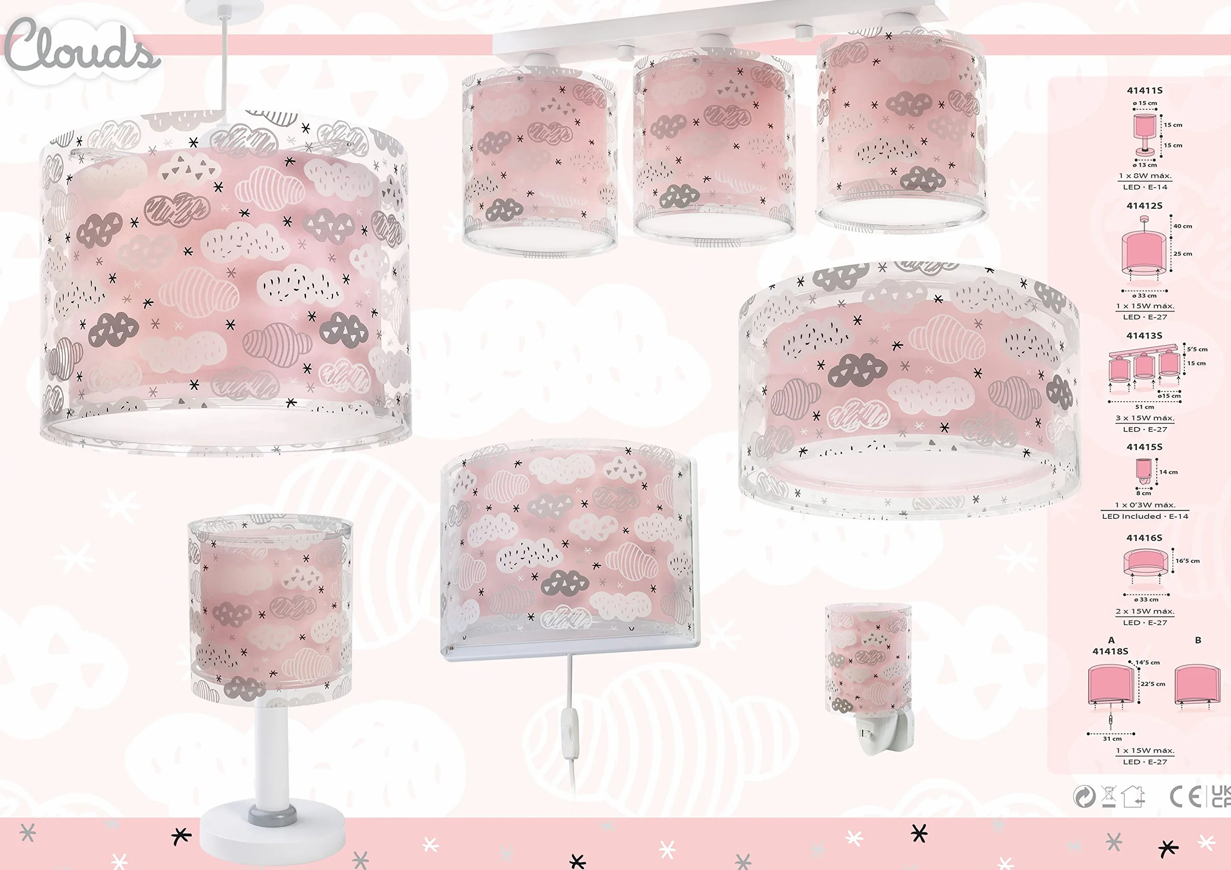 Lampa sufitowa wisząca Dalber Kids Pink Clouds
