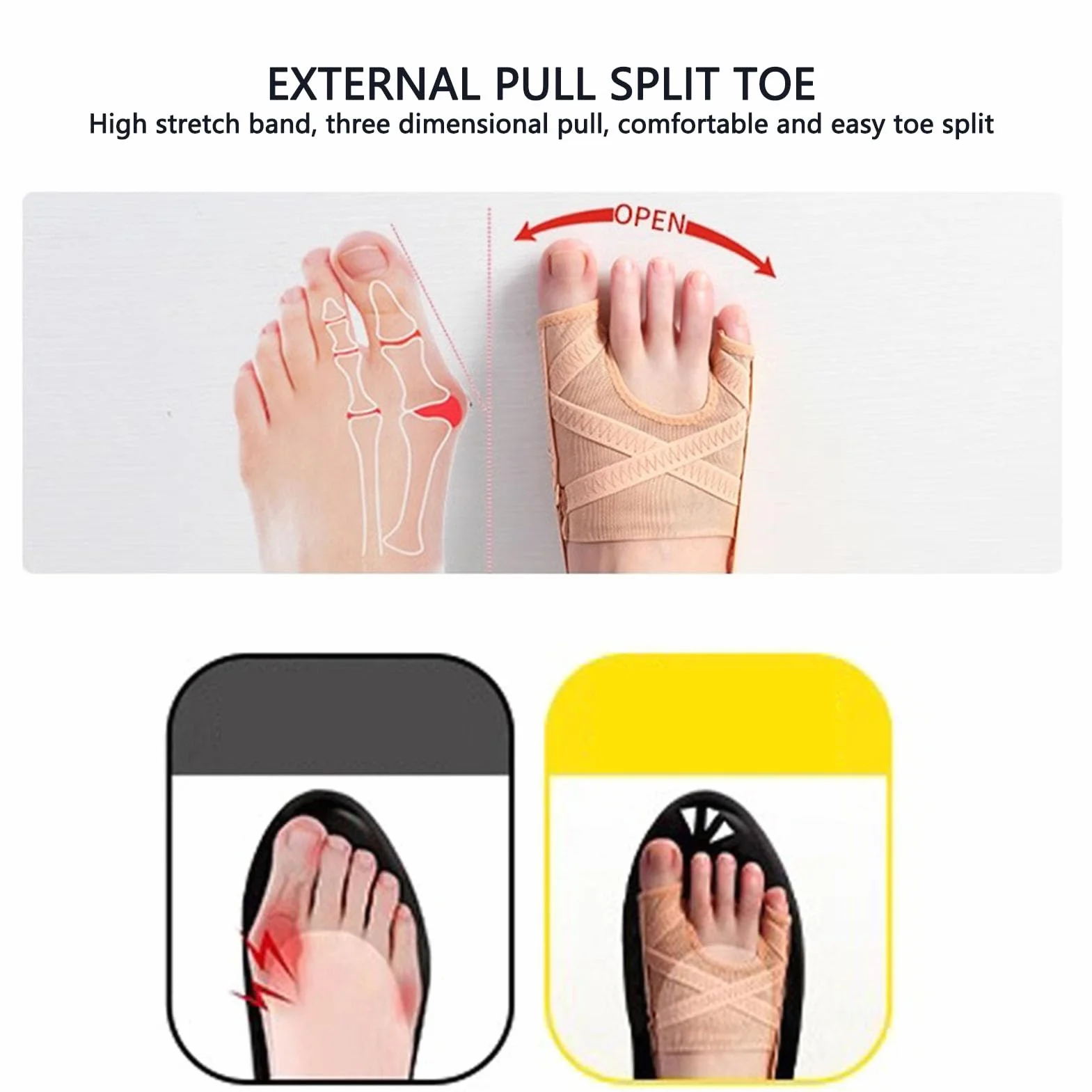 Skarpetki Korektorowe Bunion 2PCS Miękki Oddychający Separator Szyny dla Hallux Valgus