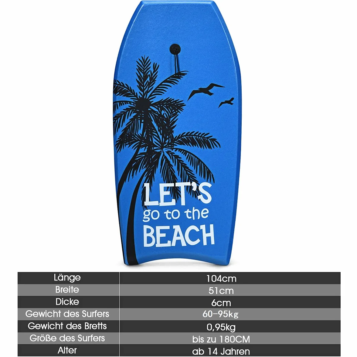 Costway Bodyboard, deska do pływania, deska surfingowa dla dzieci i dorosłych, deska surfingowa, deska Sup-Board, 104 x 51 x 6 cm (niebieska i czarna)