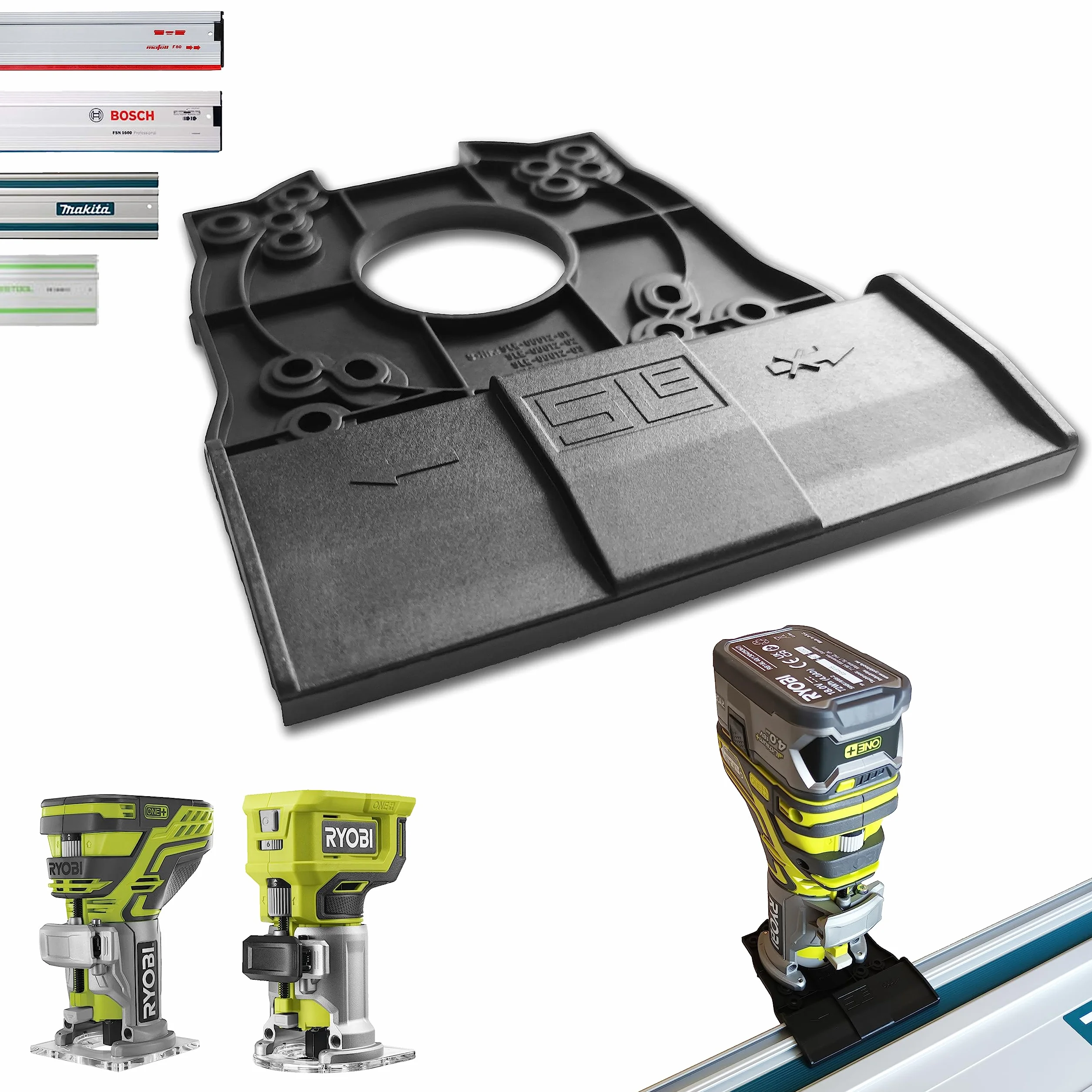 Profesjonalny adapter szyny prowadzącej do Ryobi R18TR / RTR18 / AEG BOF 18BL2 Ridgid 18-Volt-Octane™ do Makita/Bosch/Festool/Mafell szyna prowadząca frezarka górnowrzecionowa frezarka krawędziowa