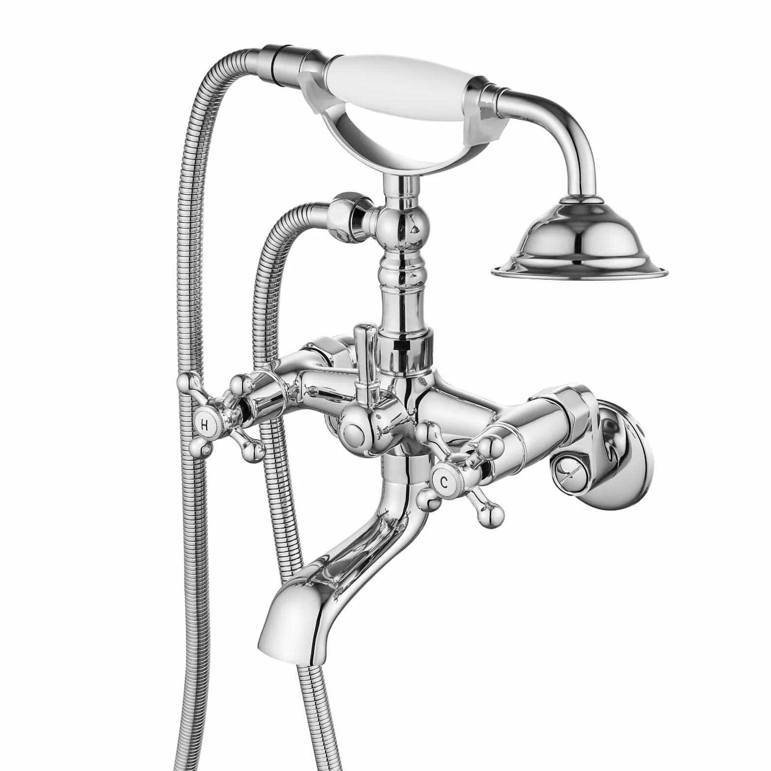 gotonovo Vintage uchwyt ścienny Clawfoot bateria wannowa 3-9 cali regulowany środek polerowany chrom 2 podwójny uchwyt bateria prysznicowa system kształt telefonu