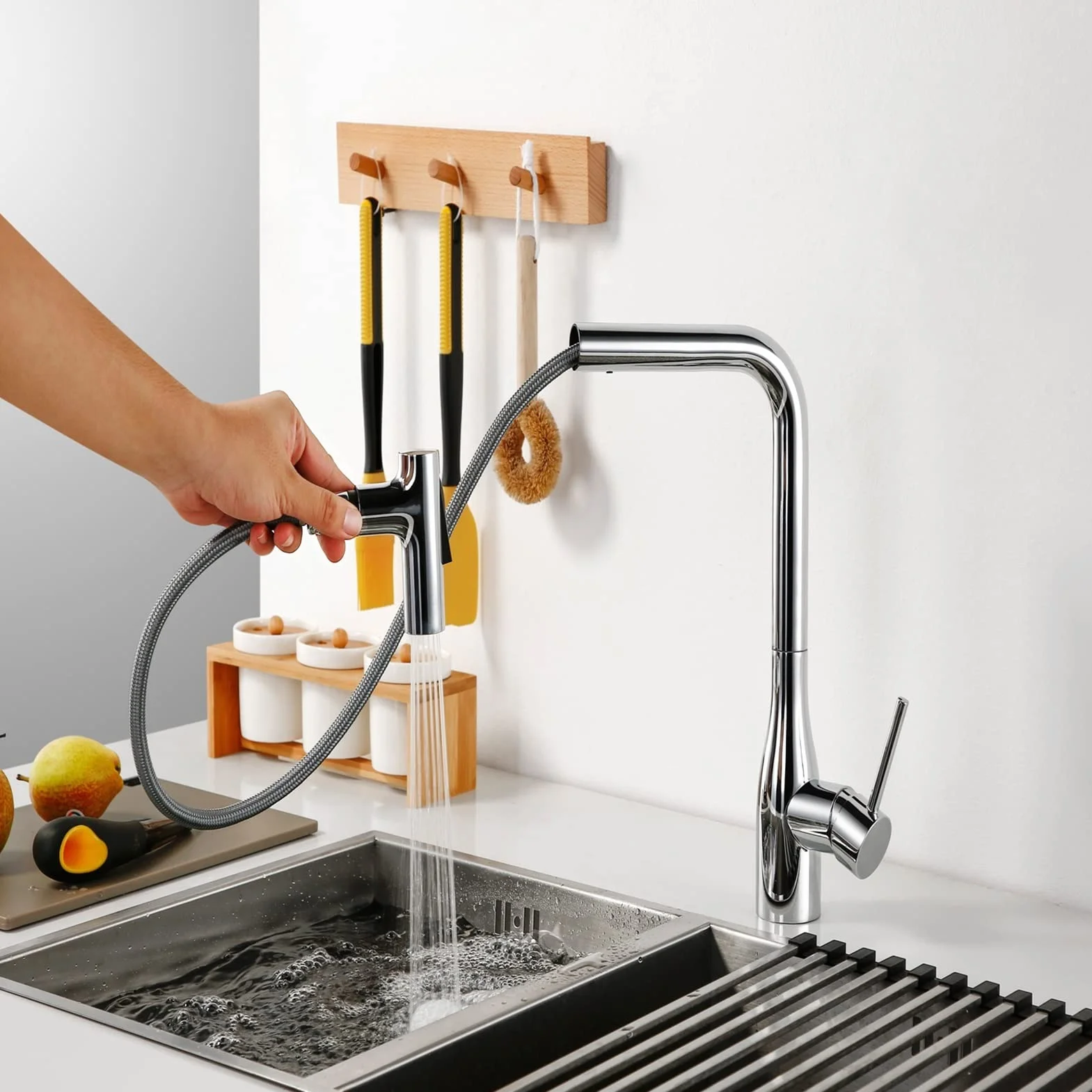 Nylonowy wąż prysznicowy 60 cm do baterii kuchennej, złącze M15x1, trwały i odporny na skręcanie wąż hydrauliczny do użytku domowego
