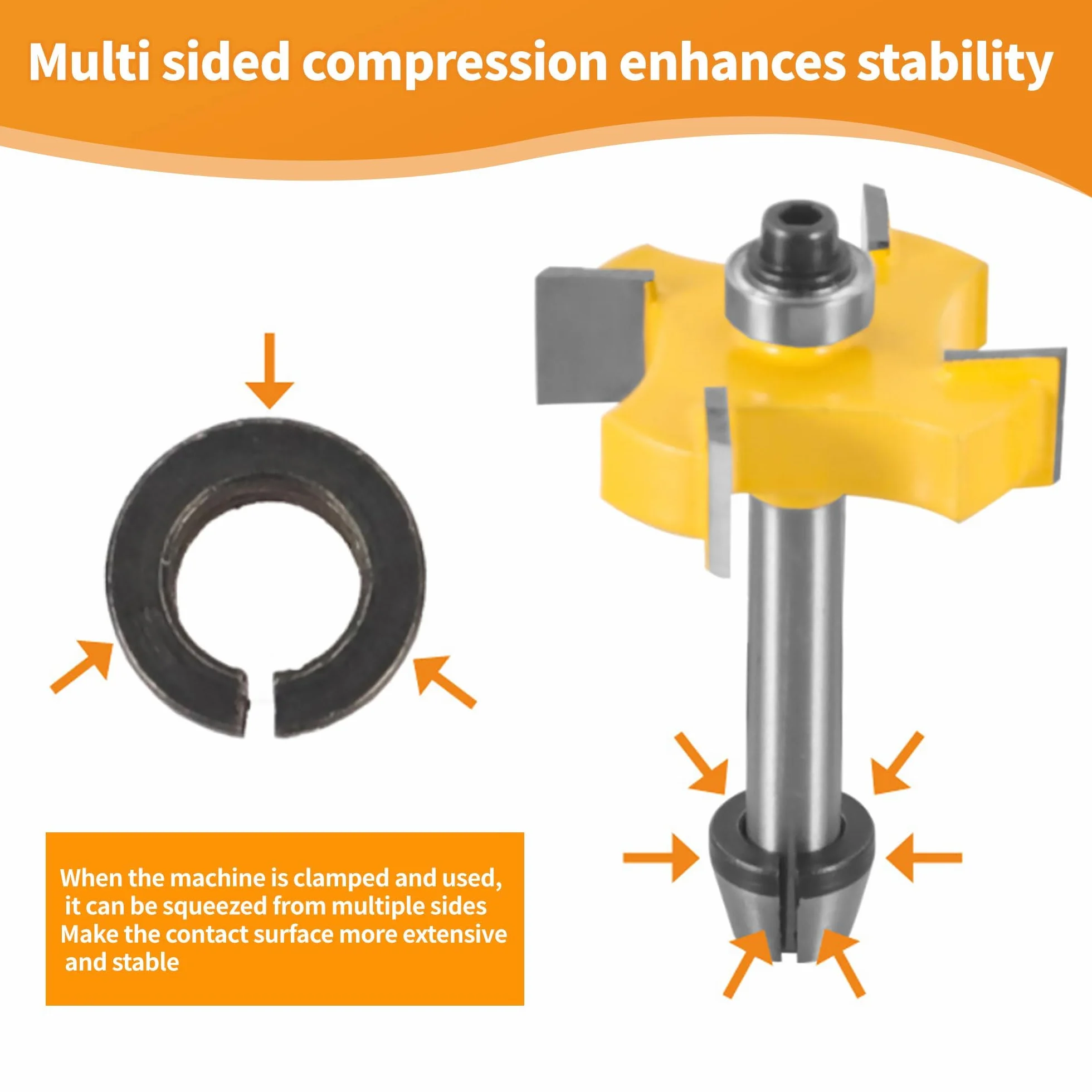 Zestaw 8 tulejek zaciskowych, frezarka górnowrzecionowa, akcesoria do Einhell Katsu Makita Bosch Dewalt, 6 adapterów zaciskowych (6 mm, 6,35 mm, 8 mm) + 2 nakrętki do maszyny do grawerowania