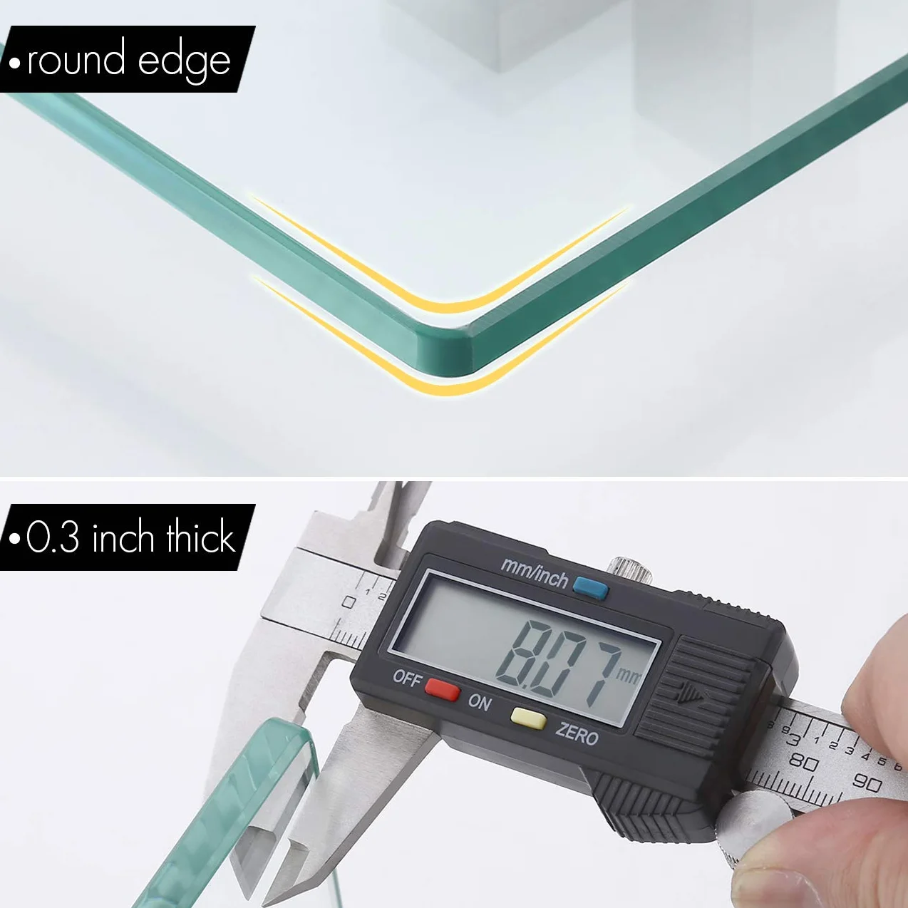 KES Półka ze szkła hartowanego 60 cm półka łazienkowa montowana na ścianie 8 mm bardzo gruby prostokątny wspornik ze szczotkowanego niklu, BGS3201S60-2