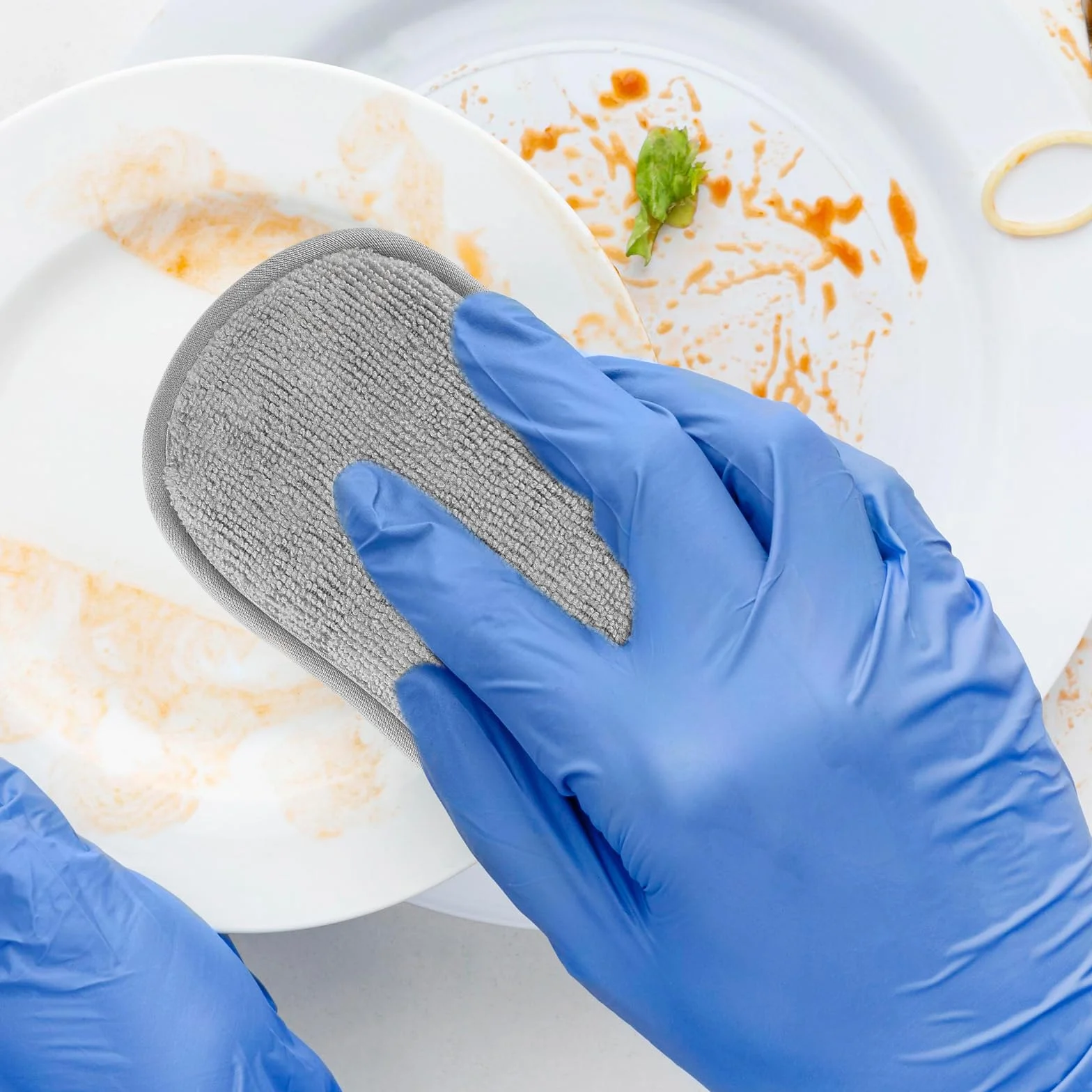 Amaxiu 6 pak gąbek do naczyń kuchennych, wielokrotnego użytku gąbka do szorowania, nie rysuje, wielofunkcyjna gąbka do szorowania naczyń, z mikrofibry, do zlewów, garnków, blatu (szara)