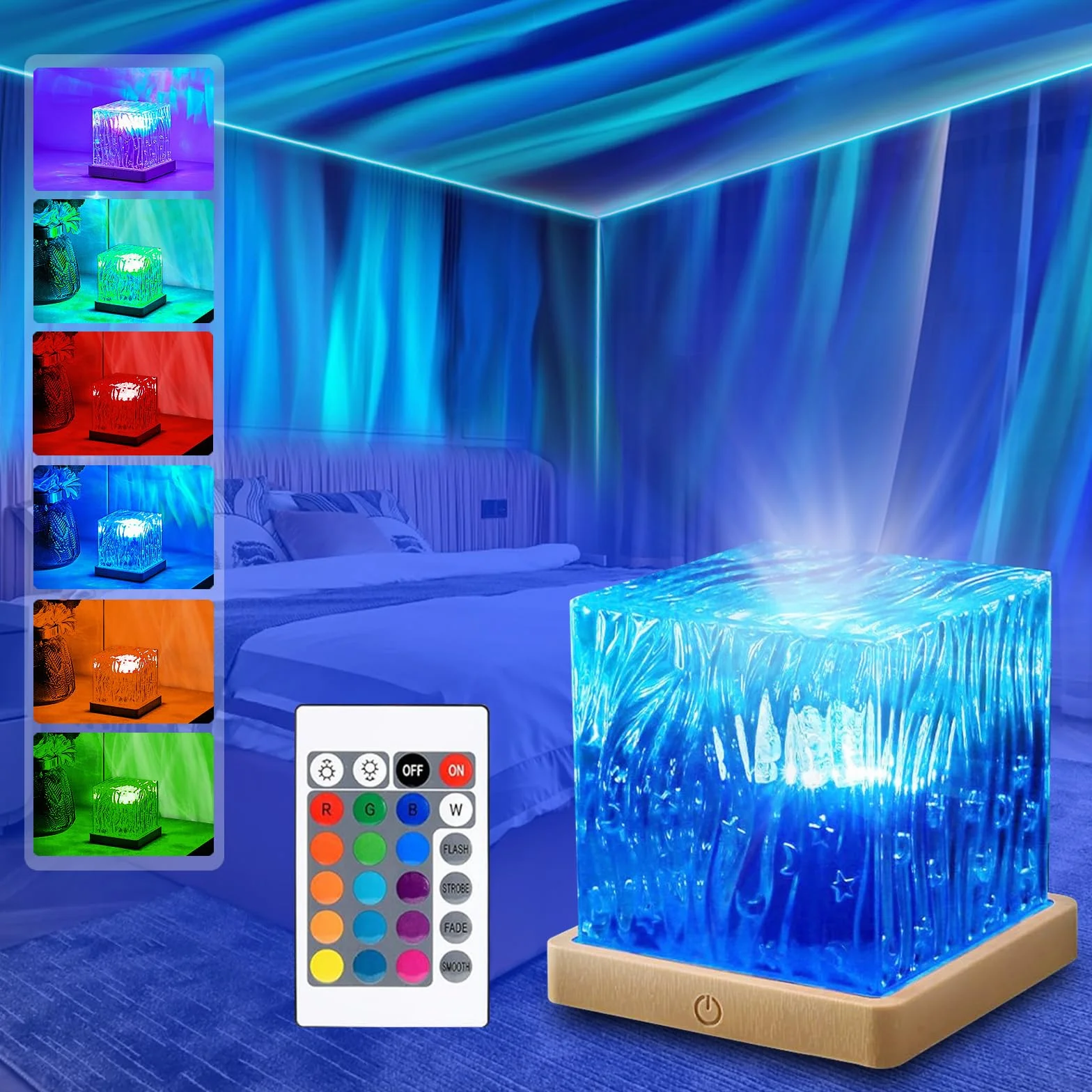 Projektor nieba z gwiazdami, lampa zorzy polarnej, projektor zorzy polarnej LED, lampa zorzy polarnej dla dzieci, 3D lampka nocna zorzy polarnej z 16 kolorami RGB