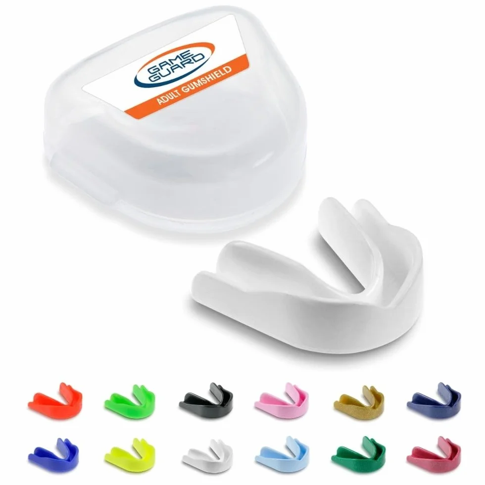 GAME GUARD 1 x Ochraniacz na zęby - Formowalne ochraniacze na zęby/ochraniacze na dziąsła - Zatwierdzone przez CE, Sporty szkolne, Rugby, Hokej, Boks, GAA, Sztuki walki (SENIOR - BIAŁY)