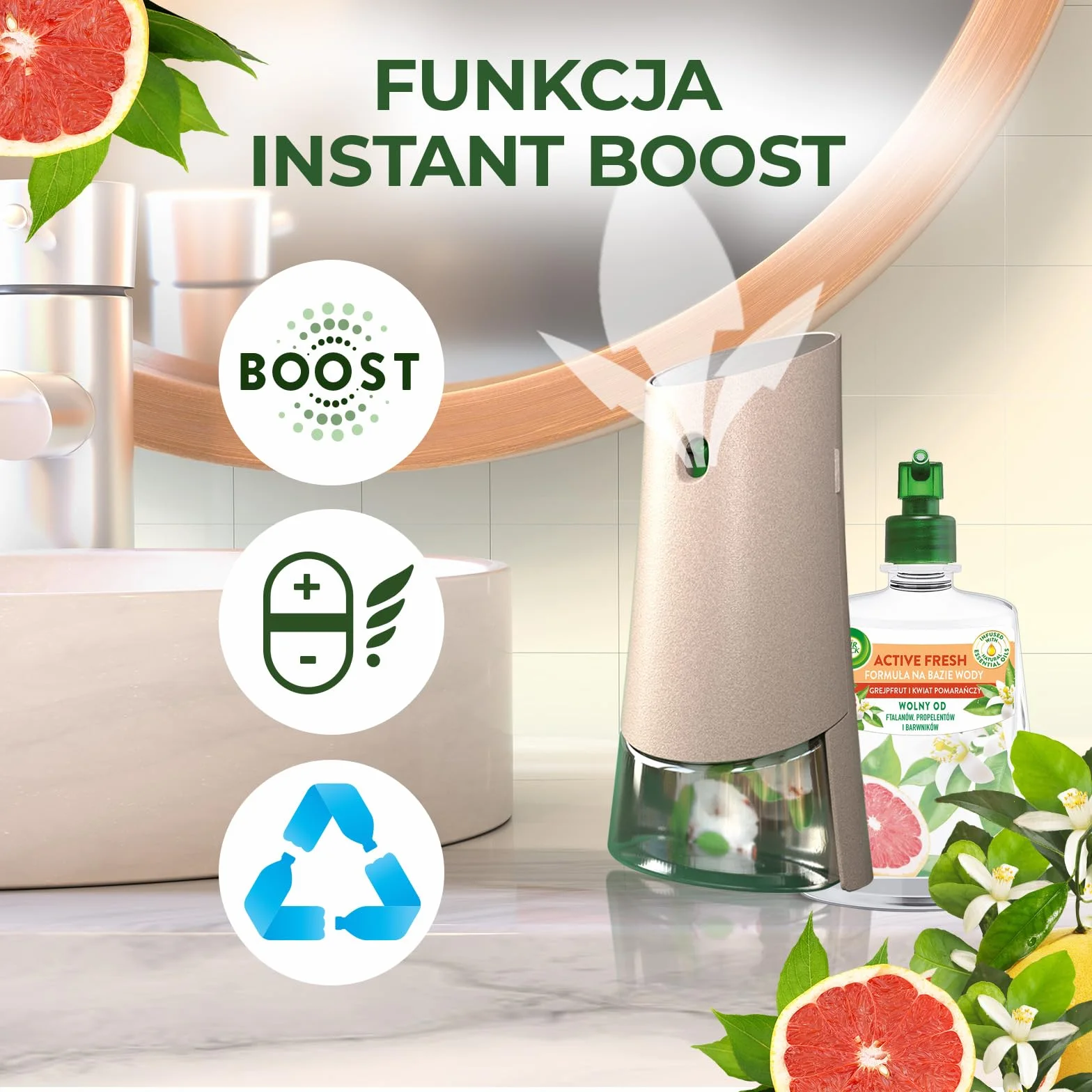 Air Wick Active Fresh Wkład Grejpfrut I Kwiat Pomarańczy 228 ml