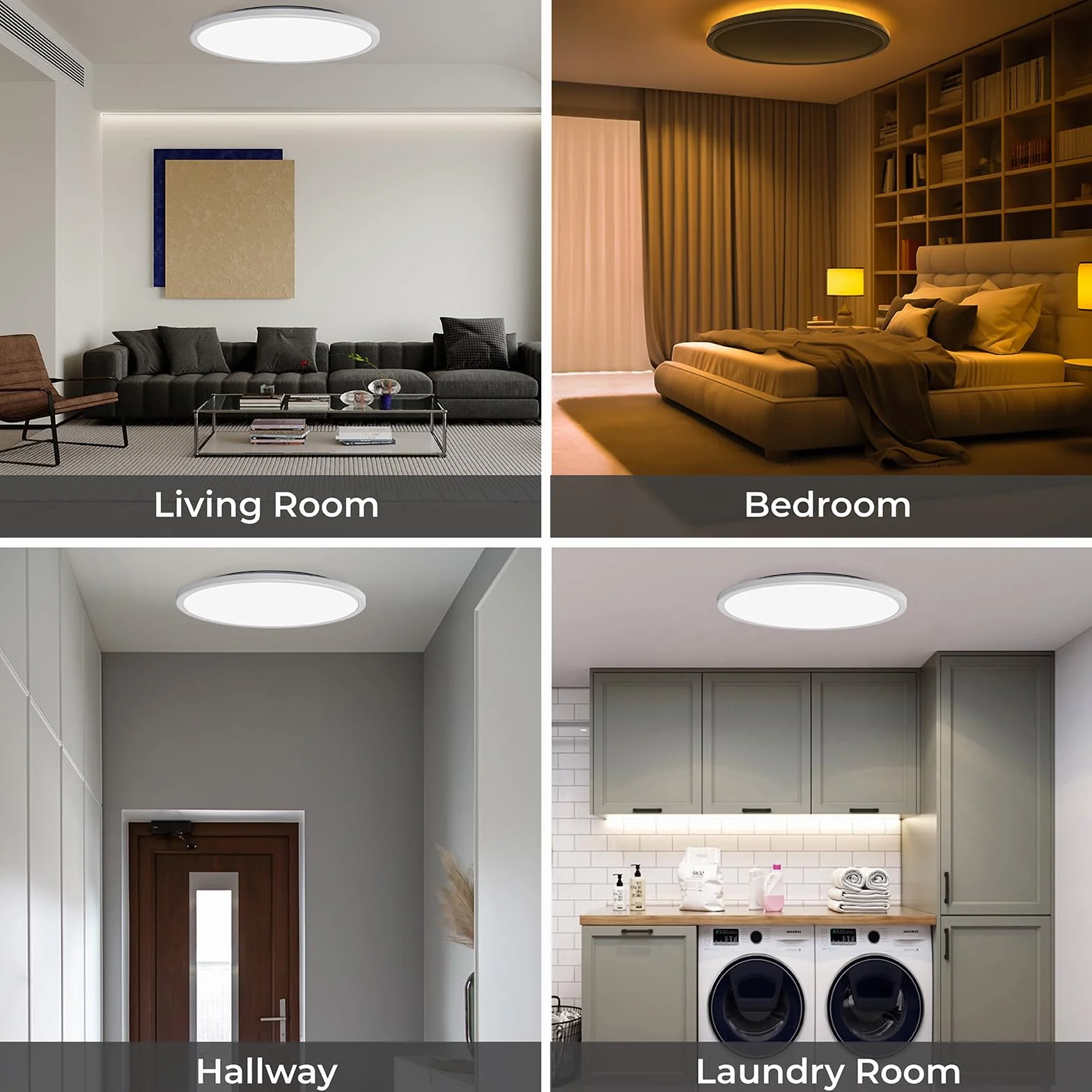 Matane Lampa sufitowa LED ściemnialna 36W, sufitowa z pilotem z funkcją timera, lampka nocna 2000K, ciepła, 3000K-6500K do sypialni, pokoju dziecięcego, salonu, korytarza, kuchni, okrągła, biała, 39CM