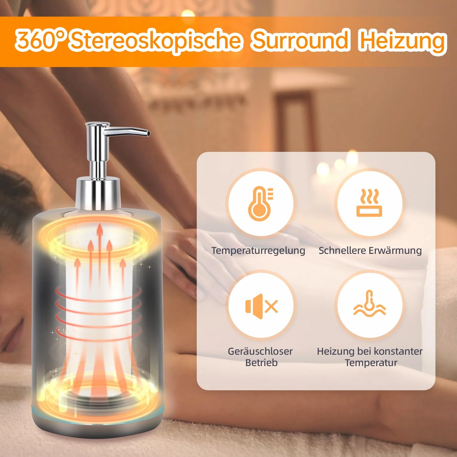 Elektryczny podgrzewacz olejków eterycznych i balsamu do masażu, 250 ml, czarny