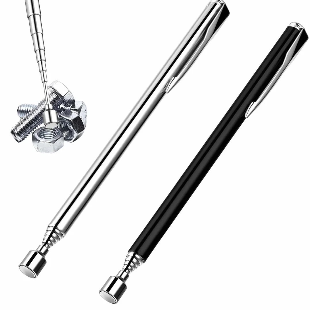 2 magnesy teleskopowe, wysuwane do 64 cm, ze stali nierdzewnej, do śrub, nakrętek kluczowych, części metalowych