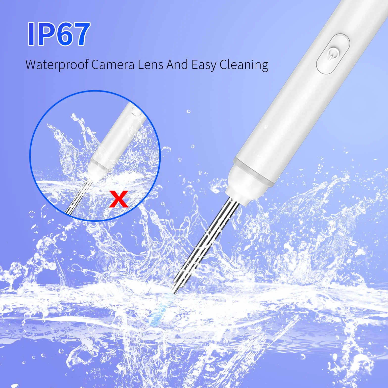 Otoskop HD 1920P Wodoodporna kamera do uszu IP67 6 diod LED iOS Android (biały)