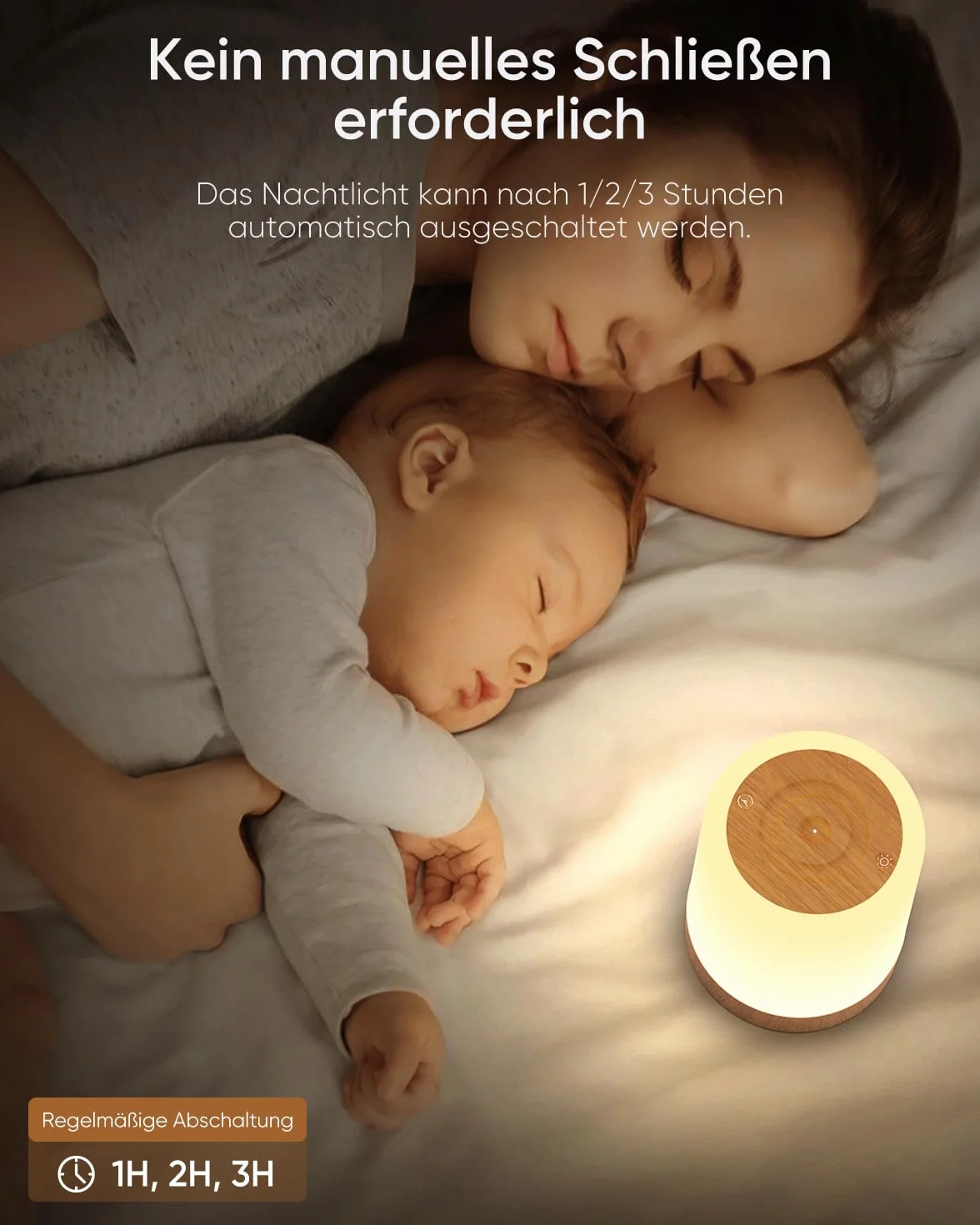 Bonsery Lampka nocna LED, dotykowa, ściemniana z 256 kolorami RGB i 3 trybami, lampka nocna dla dzieci, ładowalna przez USB z funkcją timera i pamięci, słoje drewna, lampa stołowa bezprzewodowa do
