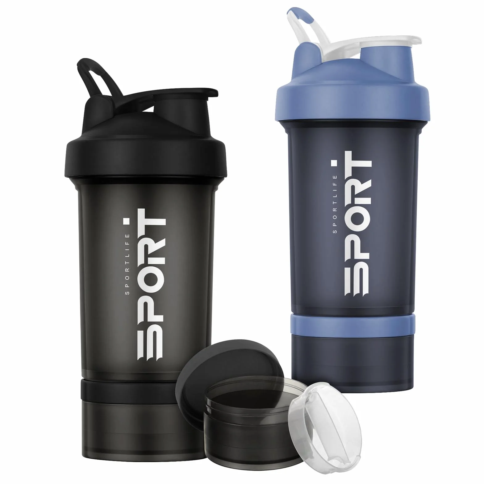 Butelka do wytrząsania proteinowego, 2 szt. Shaker Protein Shaker z Mix Ball Pill Organizer i przechowywanie, sportowa butelka na wodę dla sportowców, entuzjastów fitnessu, na siłownię i na
