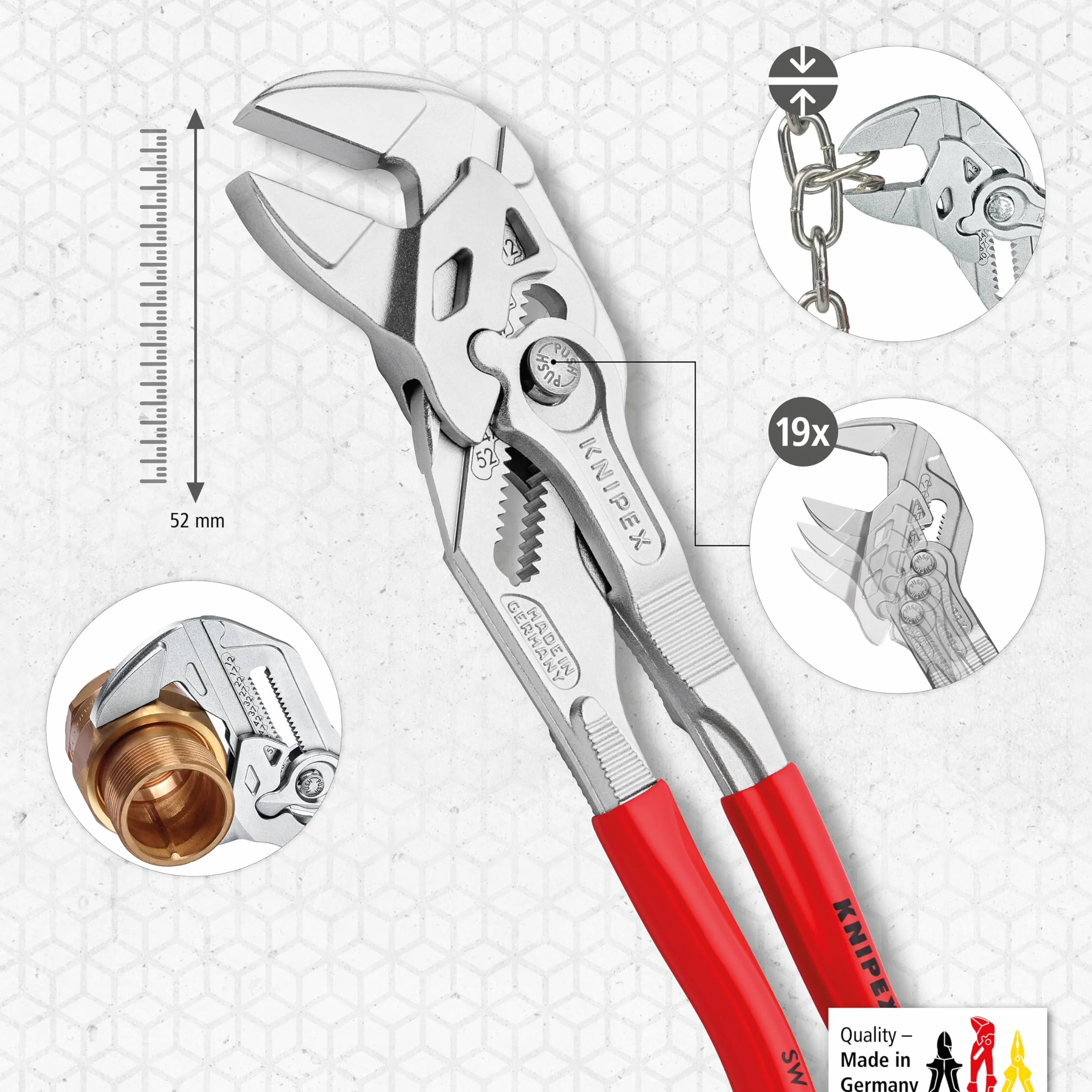 KNIPEX Szczypce-klucz 250 mm chromowany z tworzywa sztucznego 86 03 250