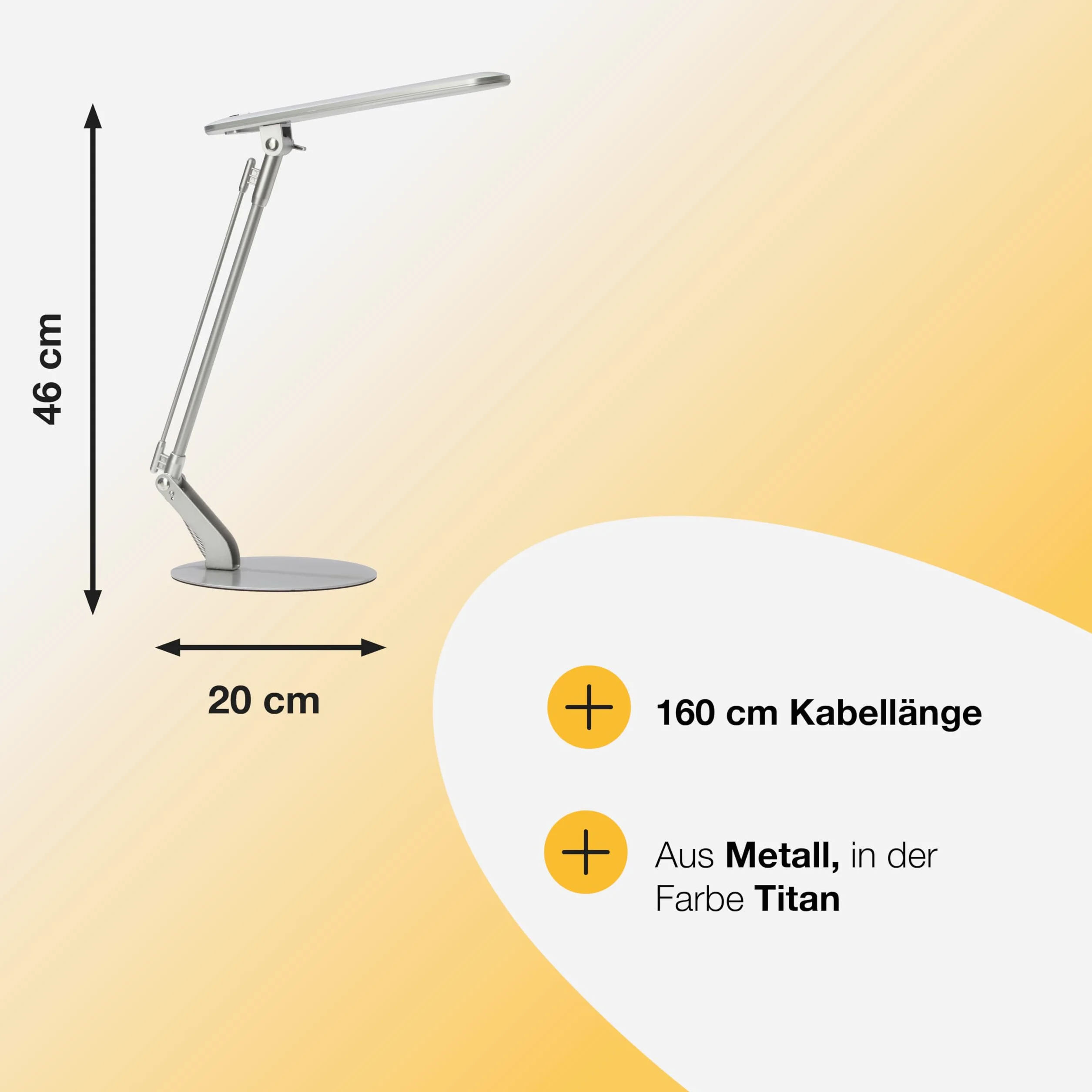 Brilliant Brendan lampka na biurko, wbudowana LED, 1 x 6 W, 290 lm, 4100 K, metal, tytan G94808/11
