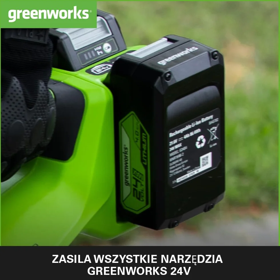 Greenworks Akumulator 24V 4Ah - Mocny Akumulator do Wszystkich Narzędzi Ogrodowych 24V, Akumulator Litowo-Jonowy, Szybkie Ładowanie, 3-Stopniowy Poziom Naładowania LED, G24B4