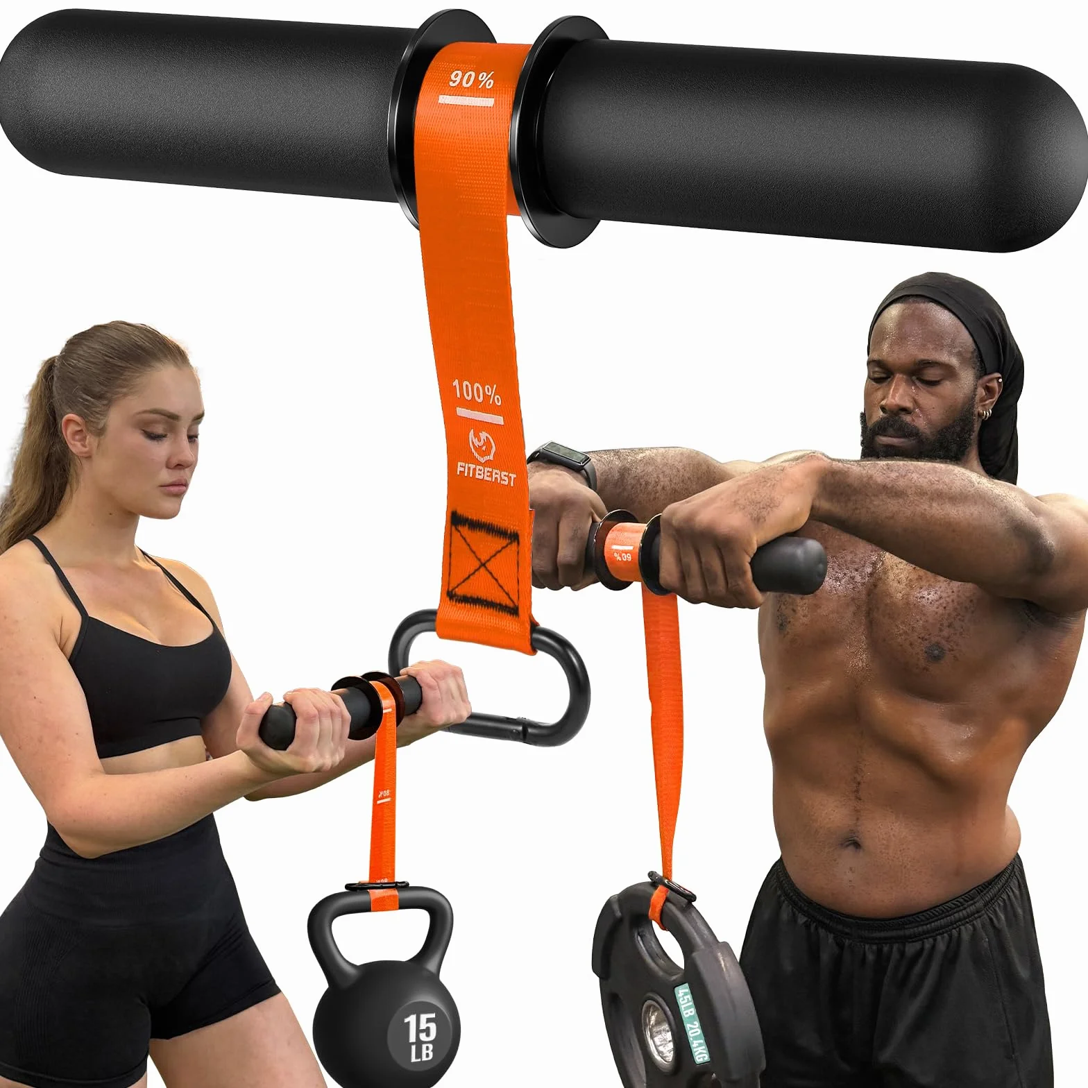 FitBeast Trenażer przedramion i wzmacniacz przedramienia, rolka nadgarstka z grubszą rękojeścią, trenażer siły przedramienia z regulowanym paskiem – idealny do wzmacniania chwytu, budowy mięśni