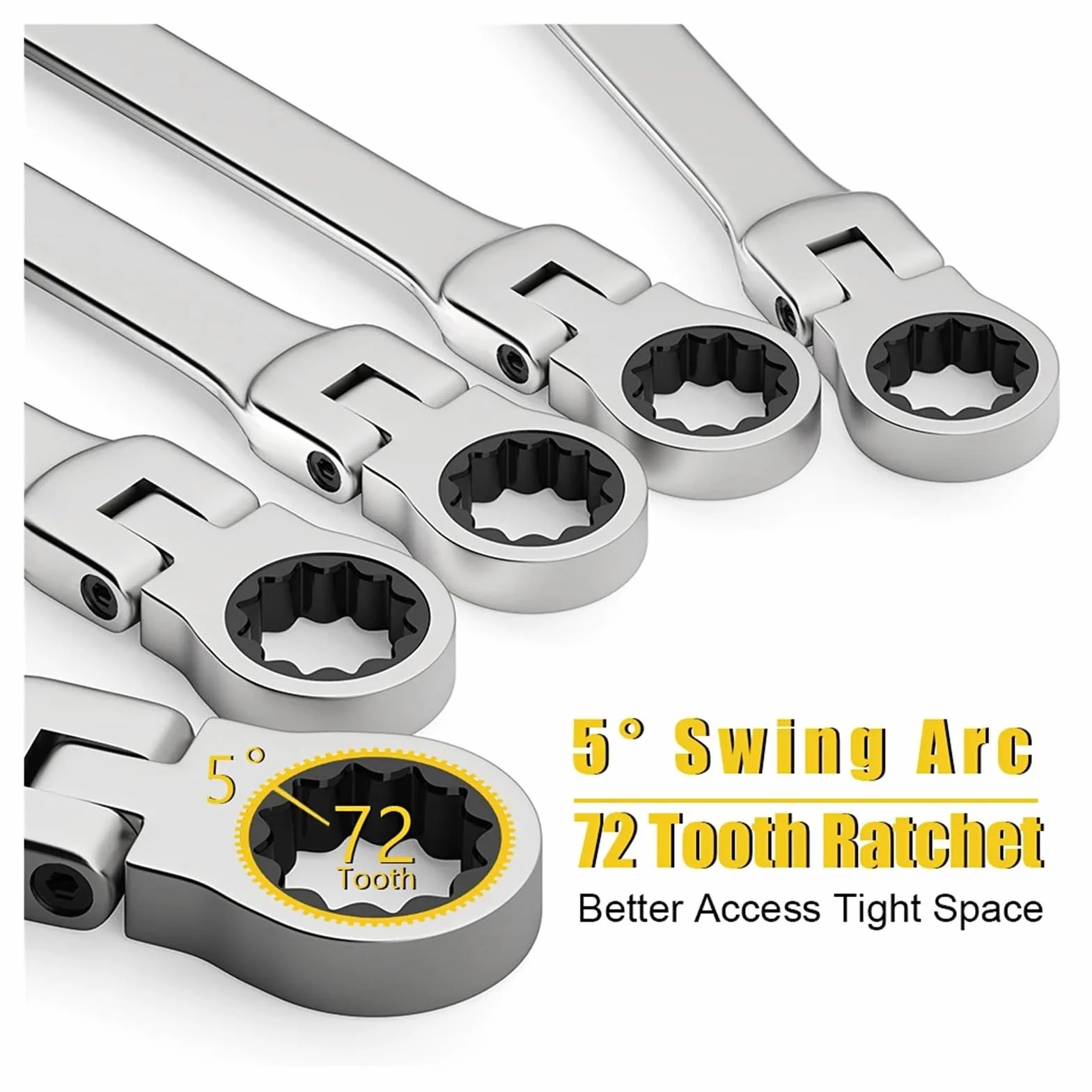 Zestaw Kluczy Zestaw Kluczy Płasko-oczkowych Z Grzechotką 6-23 Mm, Metryczny, Główka Elastyczna, Klucz Grzechotkowy, Stal Chromowo-wanadowa(8pcs)