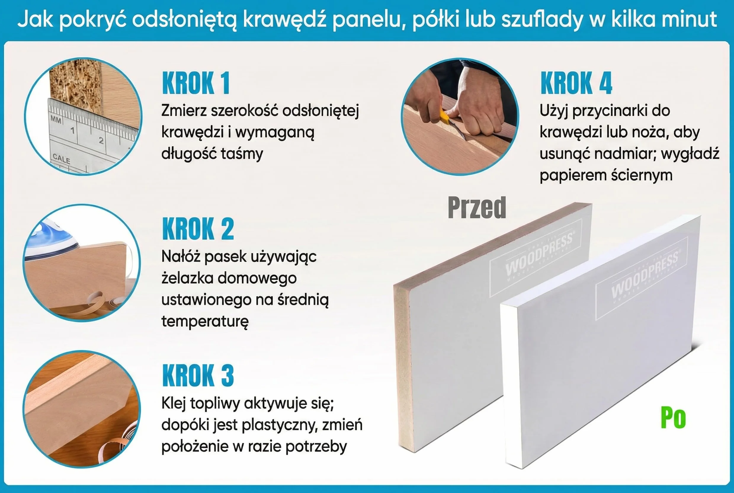 22mm Obramowanie z Białej Melaminy, Wysokiej Jakości Taśma Fornirowa – Rolka 7,5 m – z Klejem Topliwym do łatwego Samodzielnego Montażu – pokrywa krawędź standardowego panelu MDF