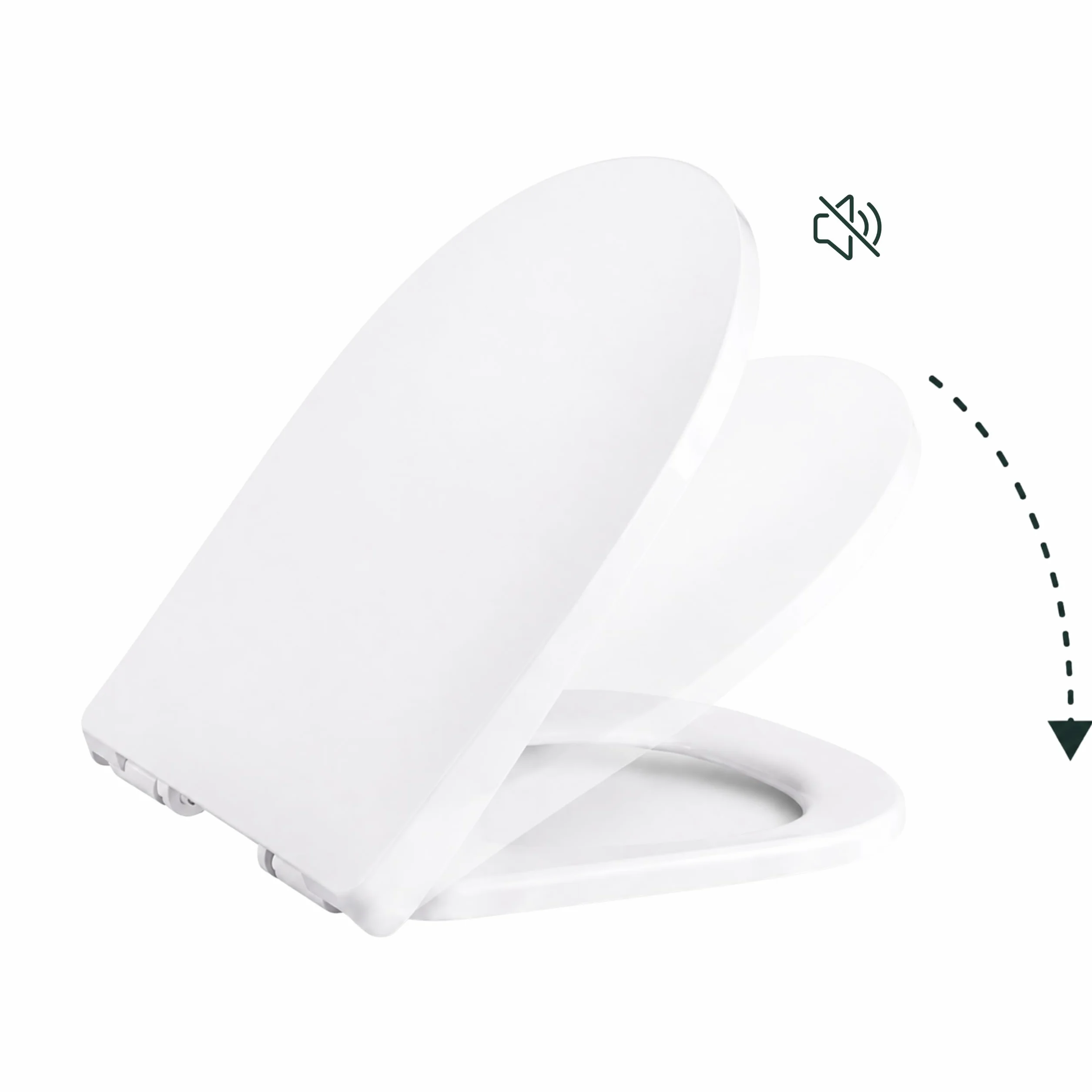 AquaUno NAVA deska sedesowa wolnoopadająca, kształt litery D, 460 x 360 mm, deska sedesowa z polipropylenu, Quick-Release, Top-Fix, zawiasy ze stali nierdzewnej