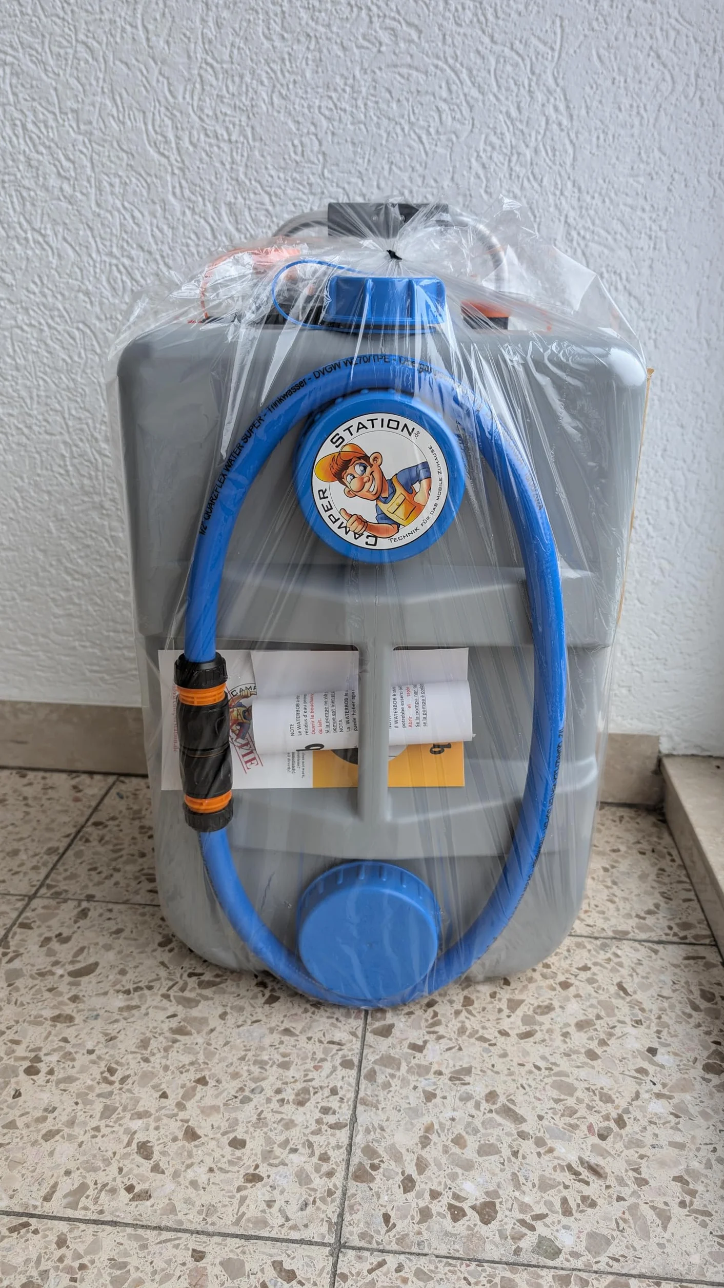 WaterBob, Zbiornik na wodę na kółkach z pompą 12 V, szary, długość 50 cm, szerokość 32 cm, wysokość 30 cm