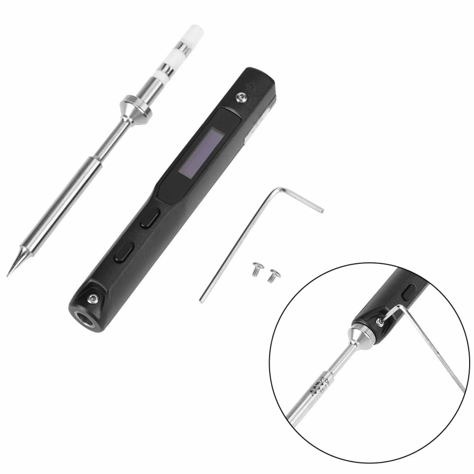 Zestaw lutownicy, TS100 DC 12 V-24 V 65 W Mini przenośny cyfrowy zestaw do spawania lutownicy elektrycznej z regulacją temperatury lutownica narzędzia spawalnicze