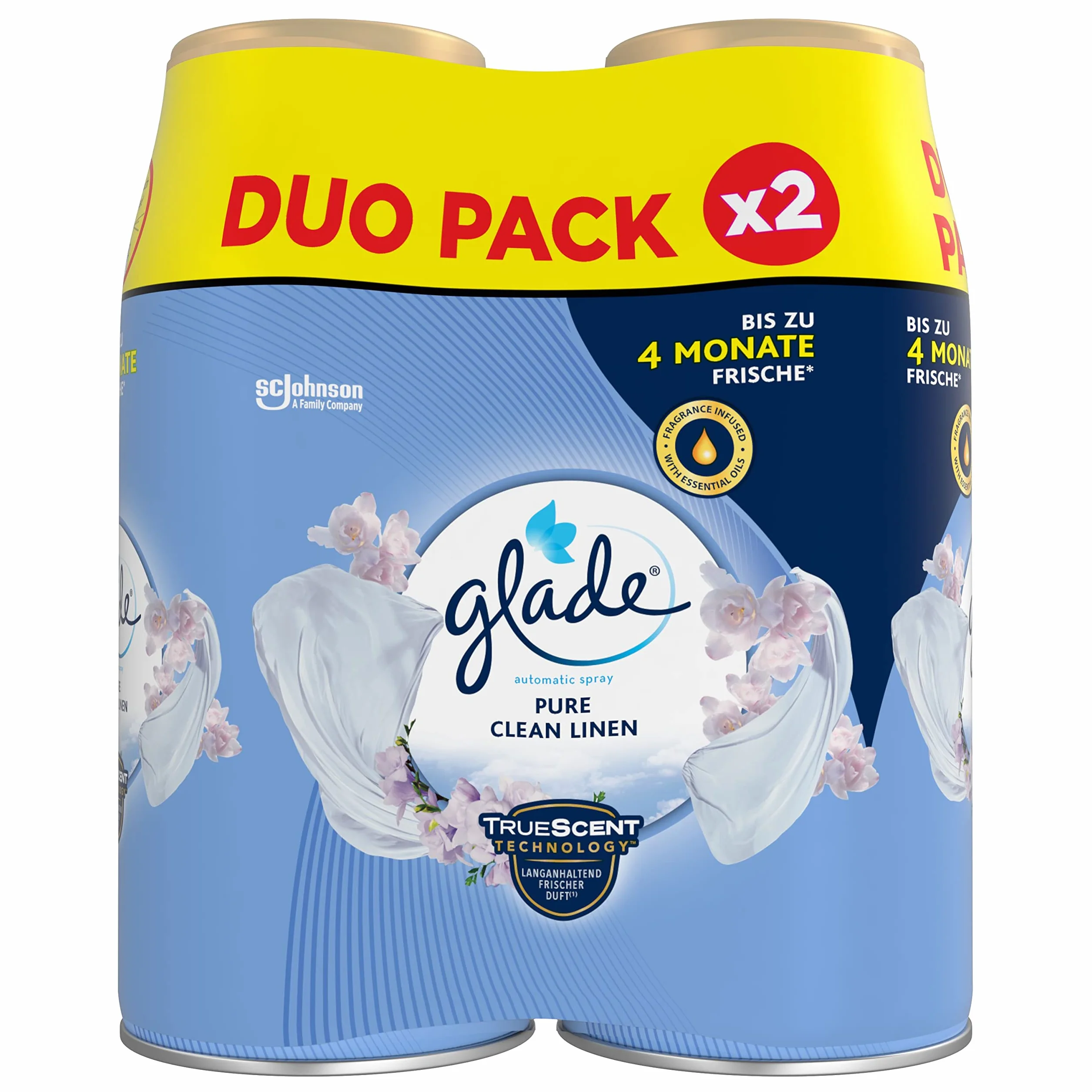 Glade (Brise) Automatic Spray do odświeżacza powietrza, dwupak, Pure Clean Linen (2 x 269 ml), 538 ml