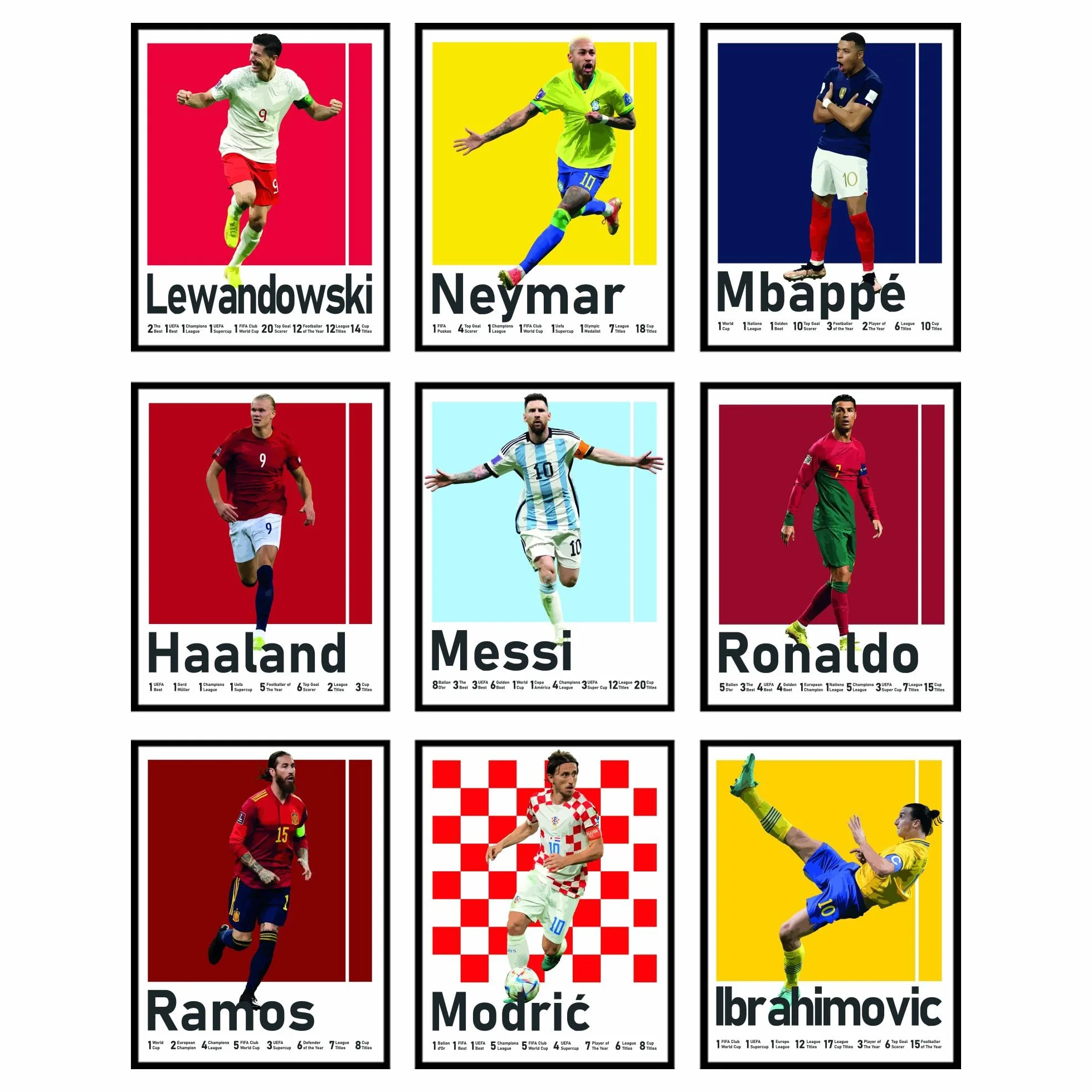 BigWig Prints Plakaty piłkarskie - dekoracja sypialni piłkarskiej dla chłopców, plakat piłkarski Messi, dekoracja pokoju piłkarskiego dla chłopców, plakat Ronaldo i Messi, plakaty Messi do sypialni