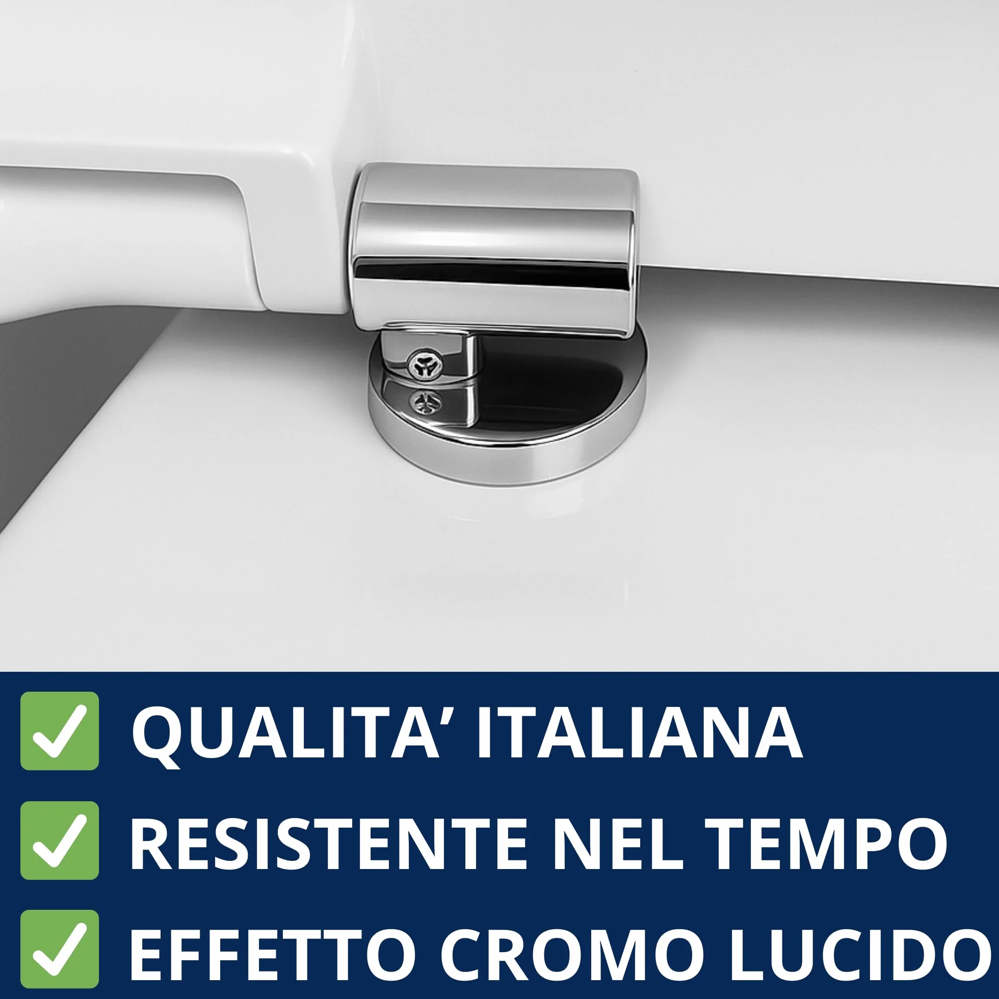 HYDRO HOME Zawiasy Regulowane Pokrywy Wejściowe Miękkie Zamknij Z Mocowaniem Od Góry, Zawiasy Termoutwardzalny Tablet WC z prostokątnym kołkiem , Prosty montaż w zestawie MADE IN ITALY